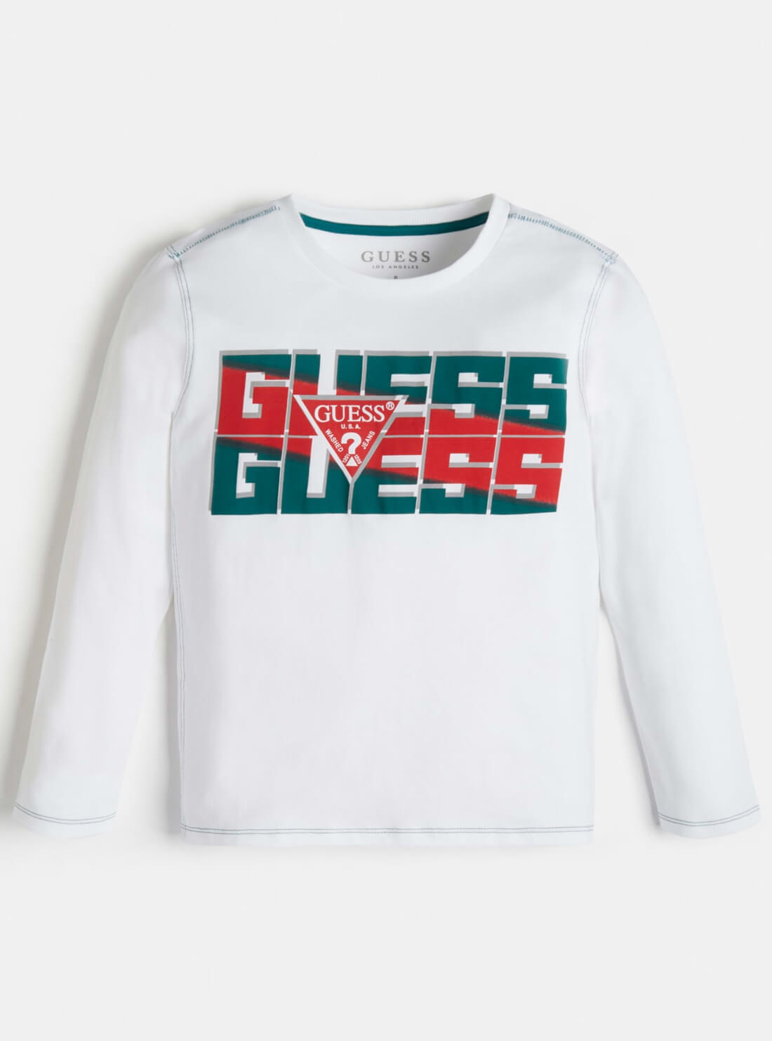 GUESS Big Boy White Graphic Double Logo T-Shirt (7-16) L1BI15I3Z11 Front View