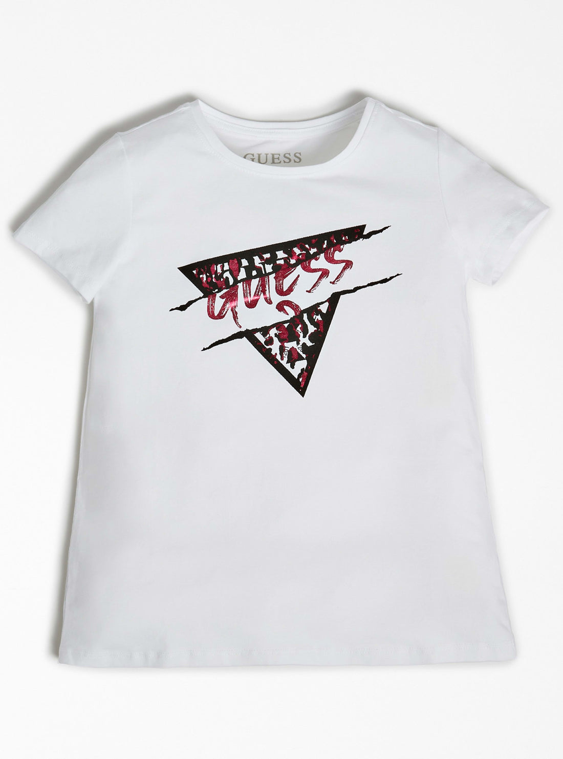 GUESS Kids White Leopard Logo T-shirt (7-16) J1BI01J1311 Front View