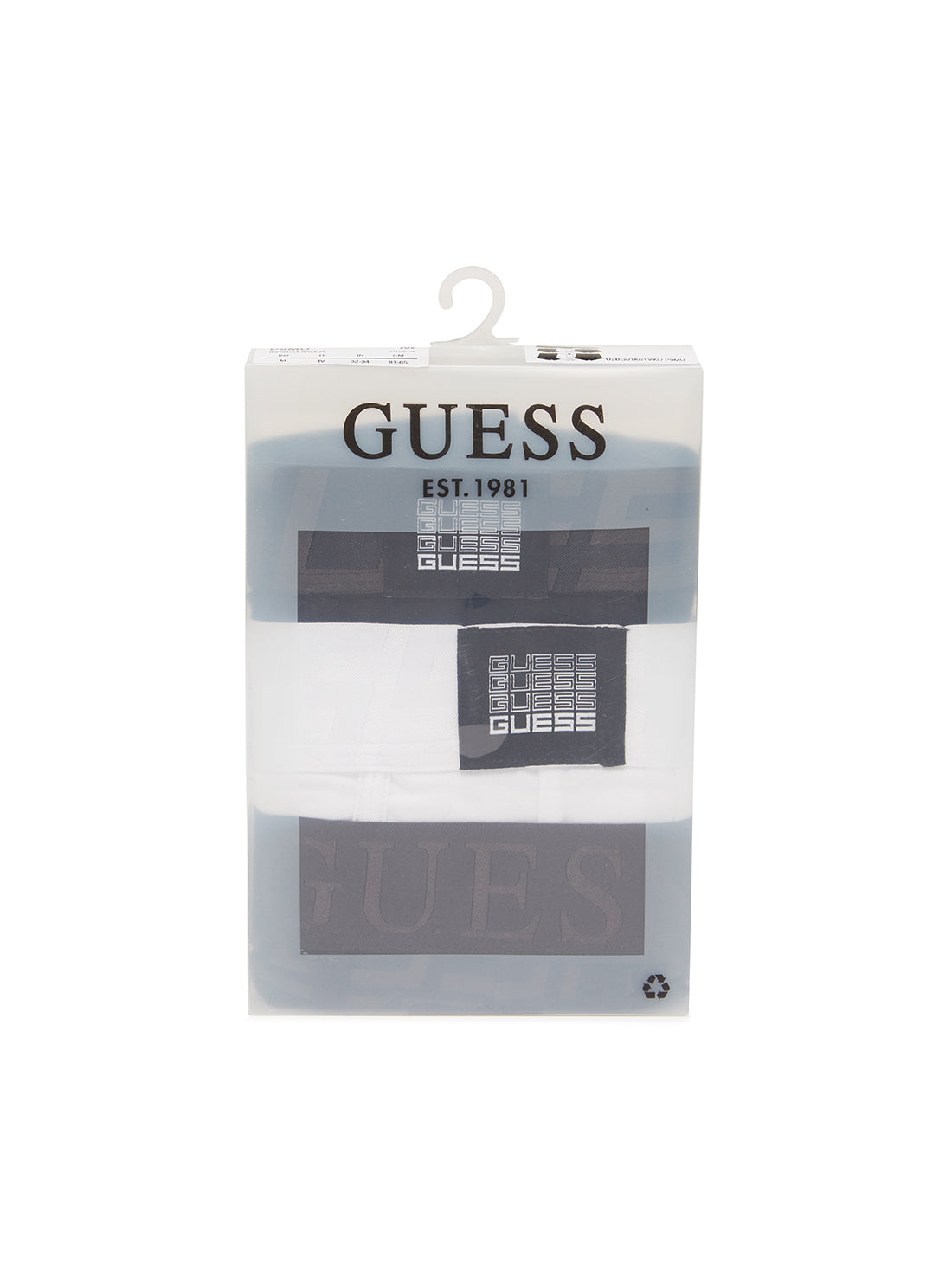 GUESS Men's Black Idol Boxer Trunk 3-Pack U2BG01K6YW0 Front View