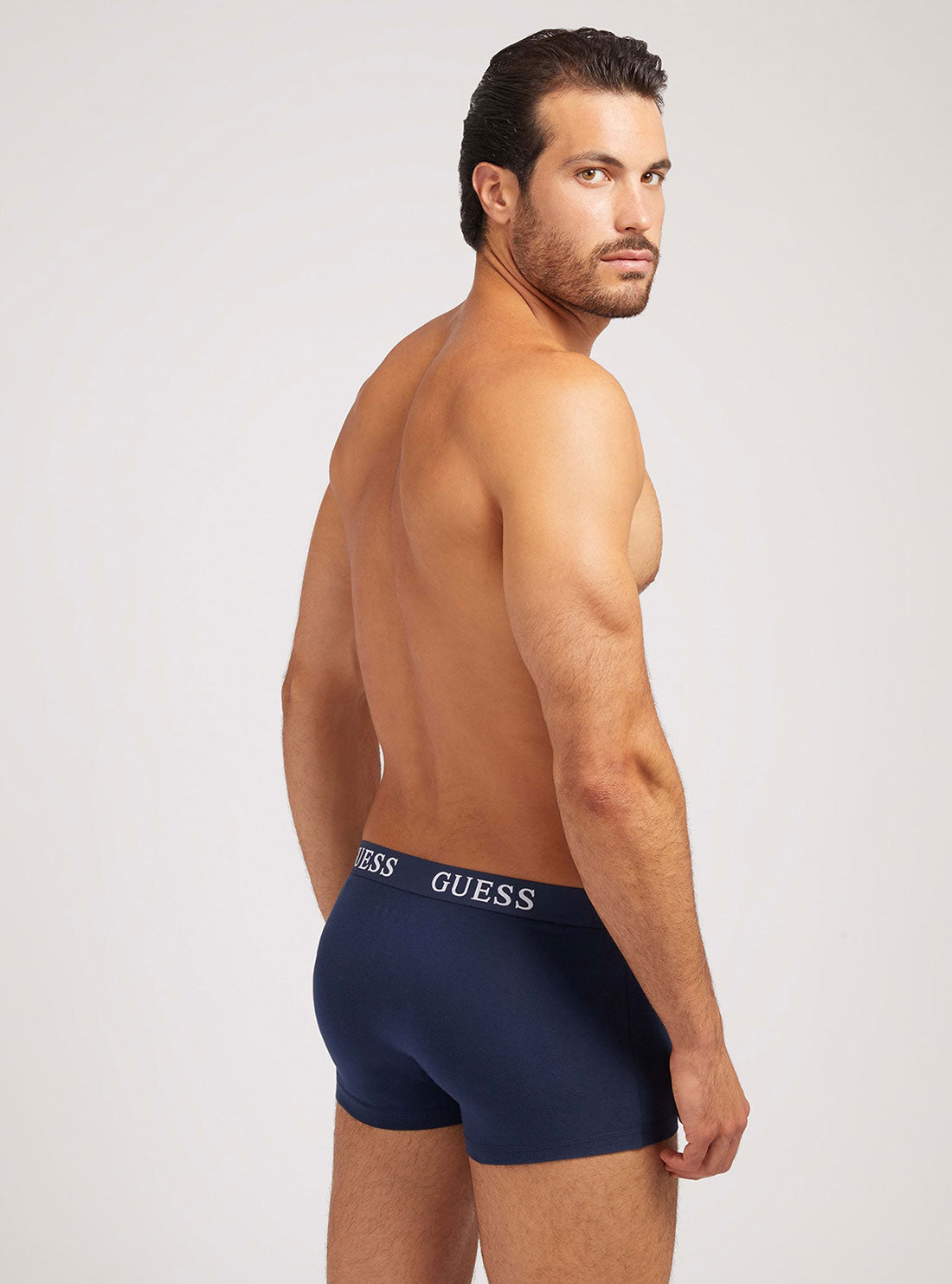 GUESS Men's Blue Combo Joe Boxer Trunk 3-Pack Set U2BG05K6YW0 Navy Back View