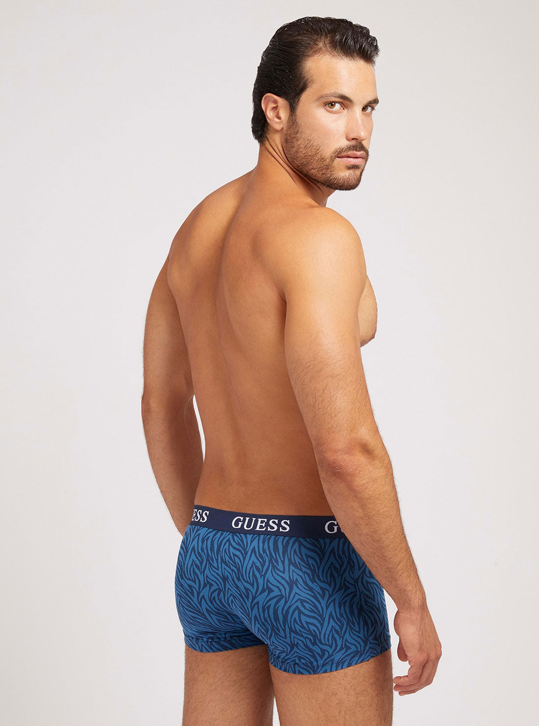 GUESS Men's Blue Combo Joe Boxer Trunk 3-Pack Set U2BG05K6YW0 Print Back View