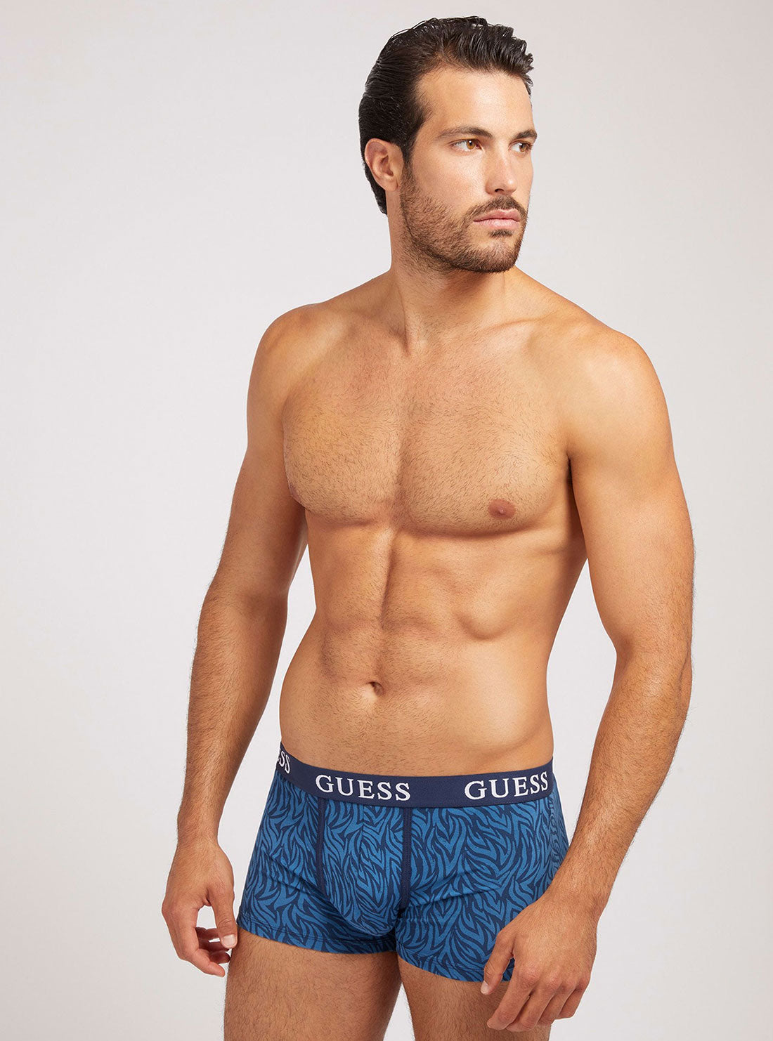 GUESS Men's Blue Combo Joe Boxer Trunk 3-Pack Set U2BG05K6YW0 Print Front View