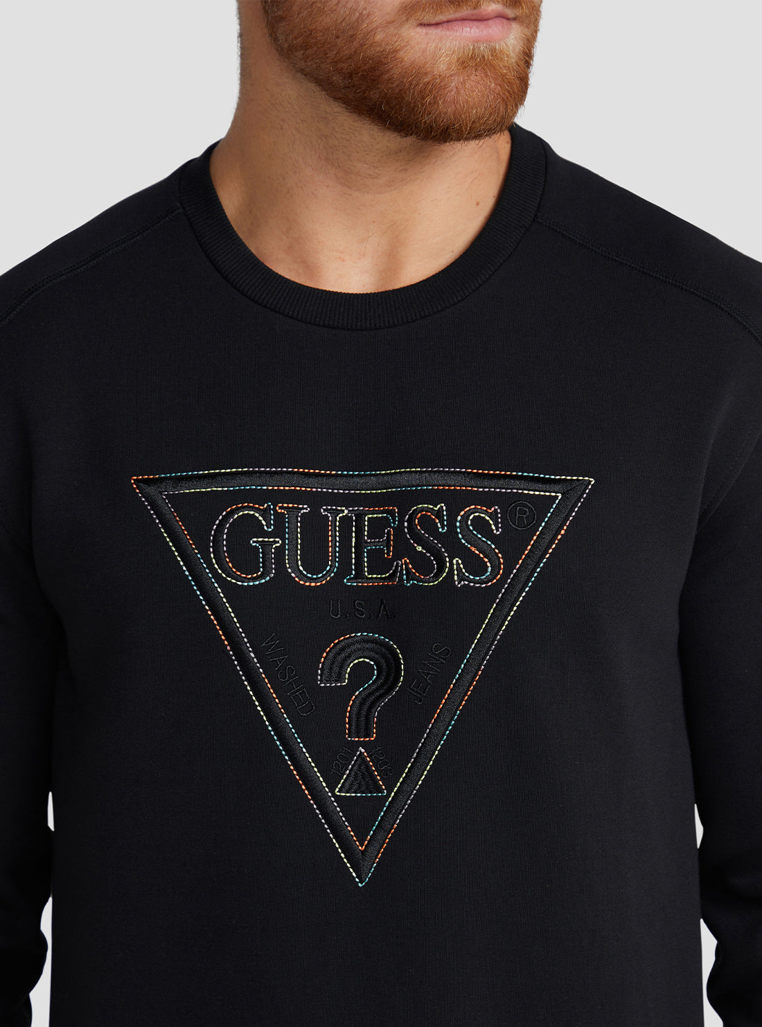 GUESS Men's Eco Black Vil Logo Jumper M3RQ11KBDE2 Detail View