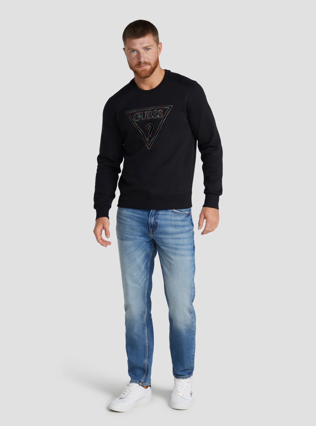 GUESS Men's Eco Black Vil Logo Jumper M3RQ11KBDE2 Full View