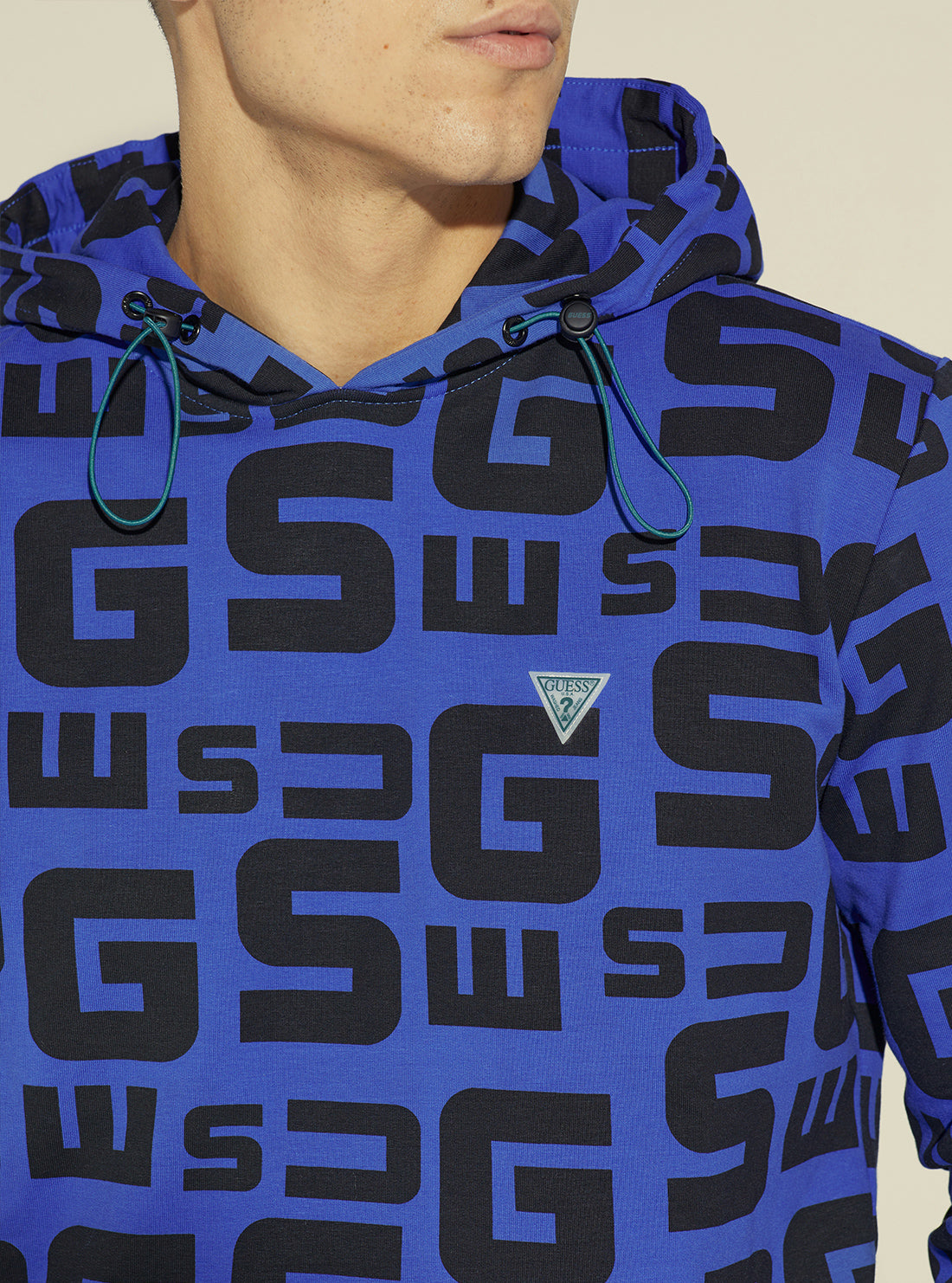 GUESS Men's Eco Blue Galen Logo Active Jumper Z2YQ16K7ON1 Detail View