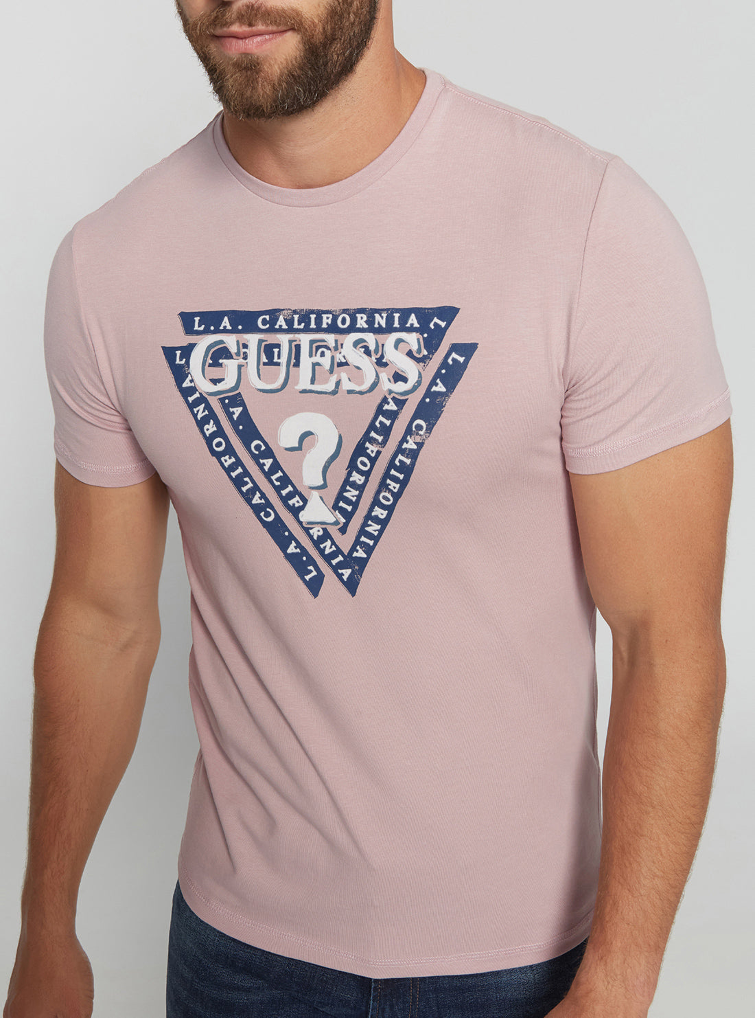 GUESS Men's Eco Mauve Jasin Logo T-Shirt M2BI43J1314 Detail View