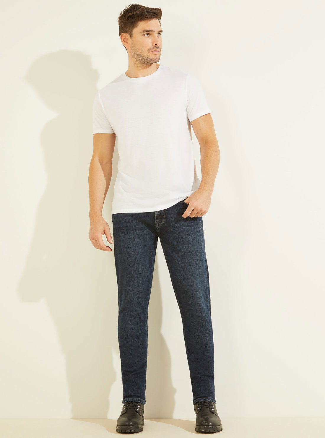 Eco Mid-Rise Slim Tapered Denim Jeans In Blackwater Wash