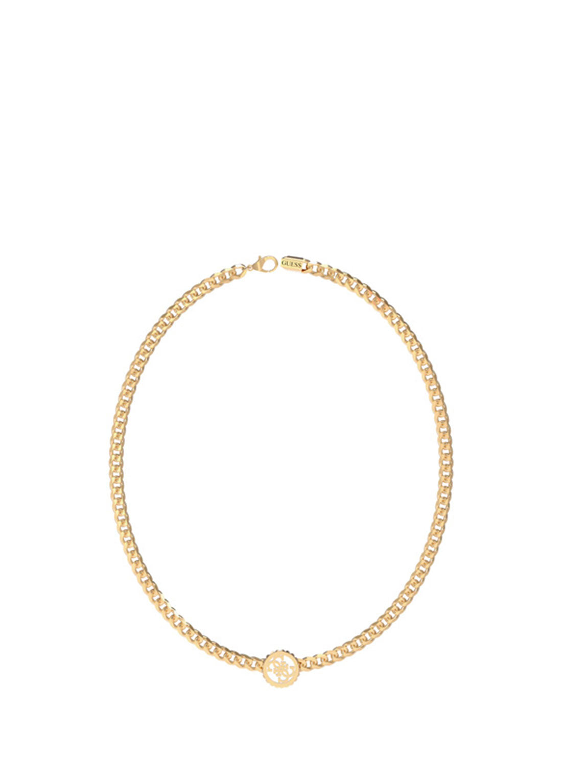 GUESS Men's Gold Quattro G Coin Necklace JUMN02100JWYGT-U Front View