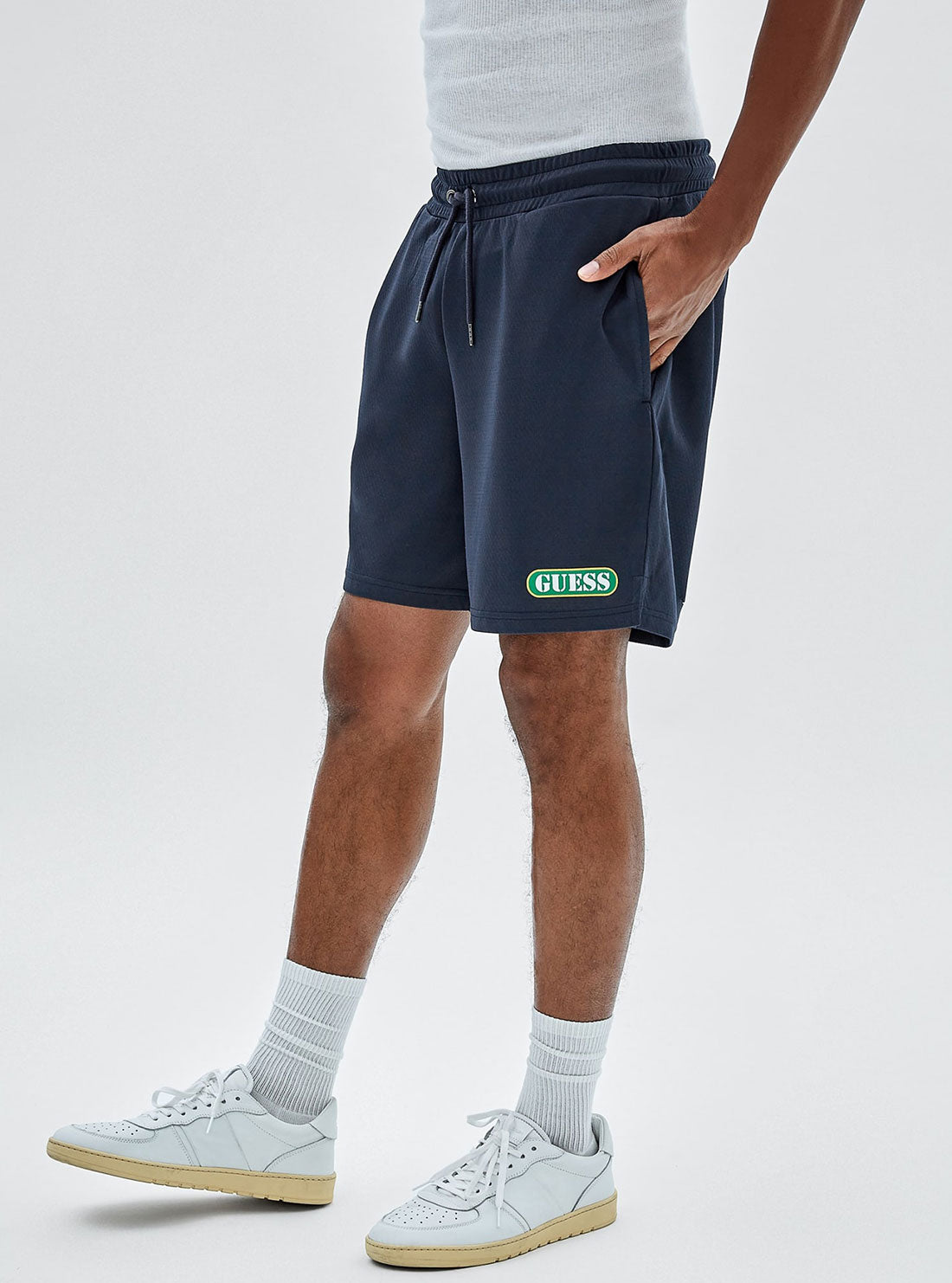 GUESS Men's Guess Originals Blue Sonic Mesh Shorts M2YQ25K9HZ0 Side View