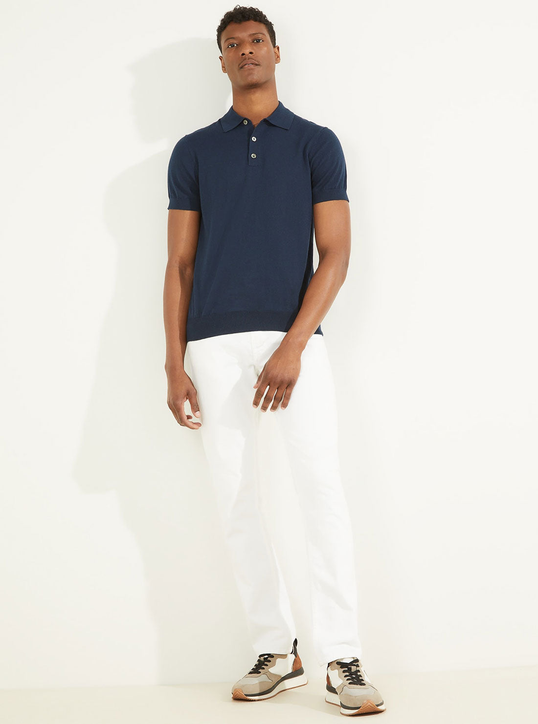 GUESS Men's Silk Blue Bryan Polo T-Shirt M2YR01Z3040 Full View