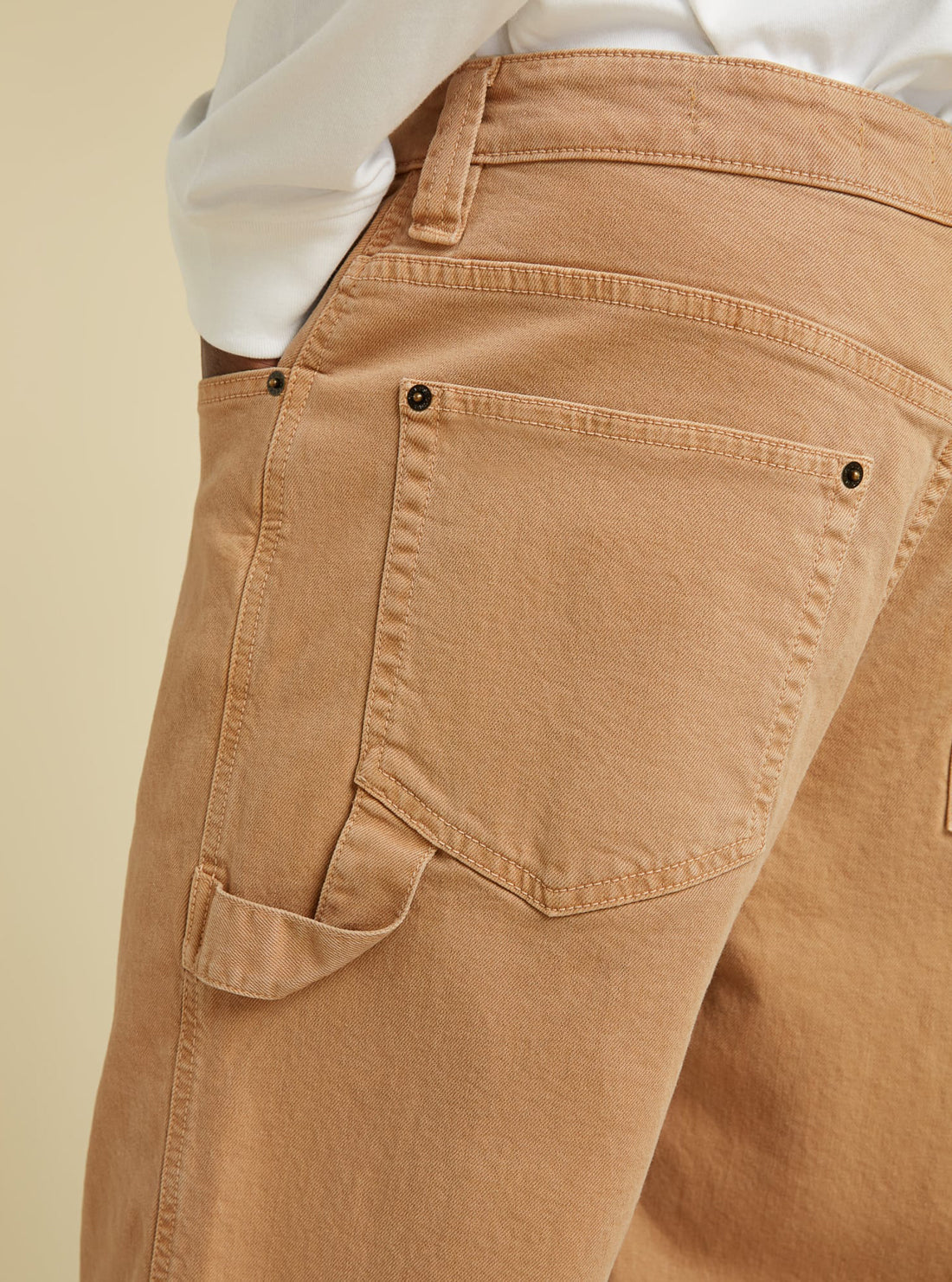 GUESS Mens GUESS Originals Vintage Tan Wash Carpenter Pants M1BG36D4DA1 Pocket Detail View