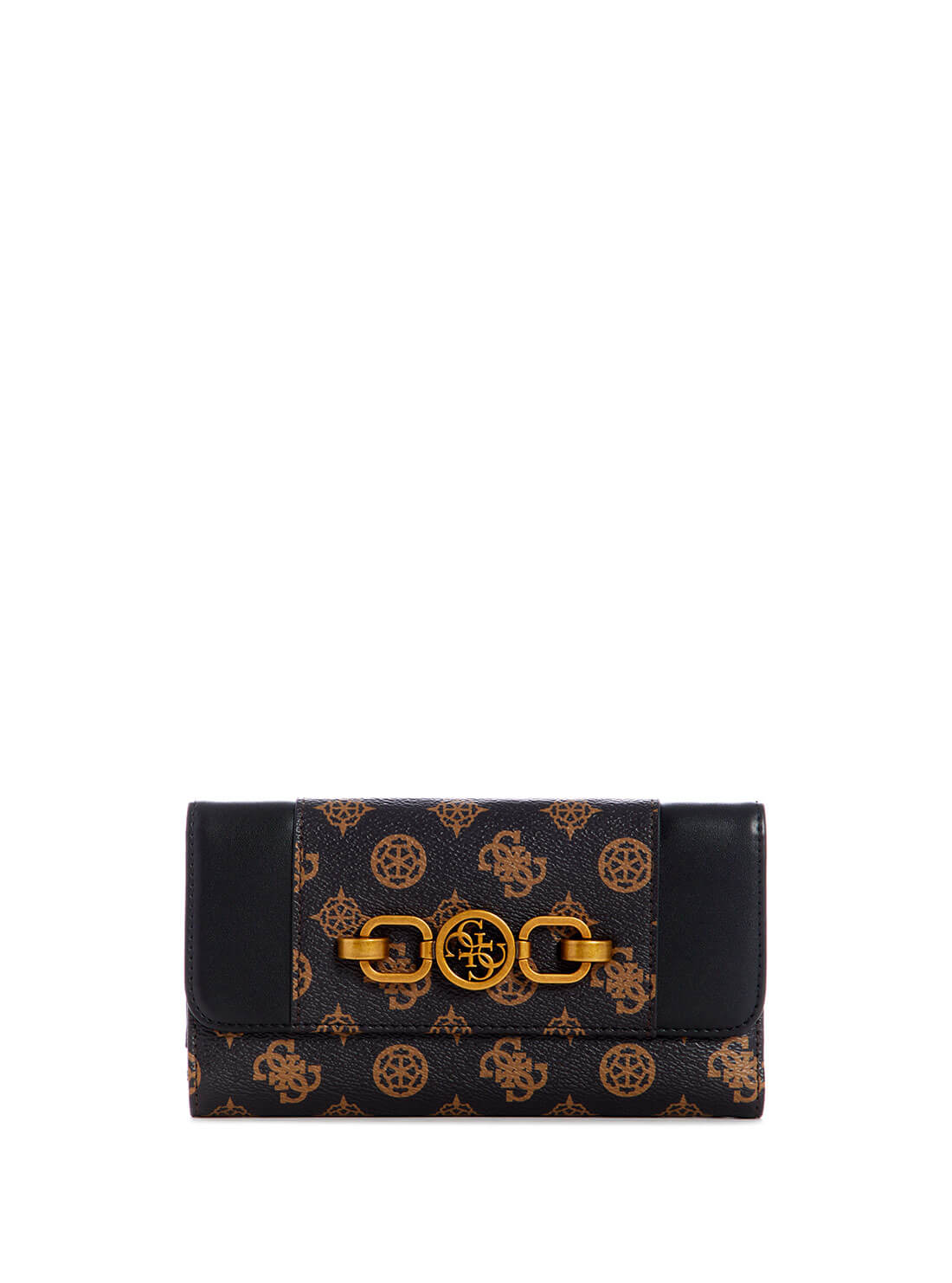 GUESS Womens  Black Brown Noelle Multi Clutch PB787966 Front View
