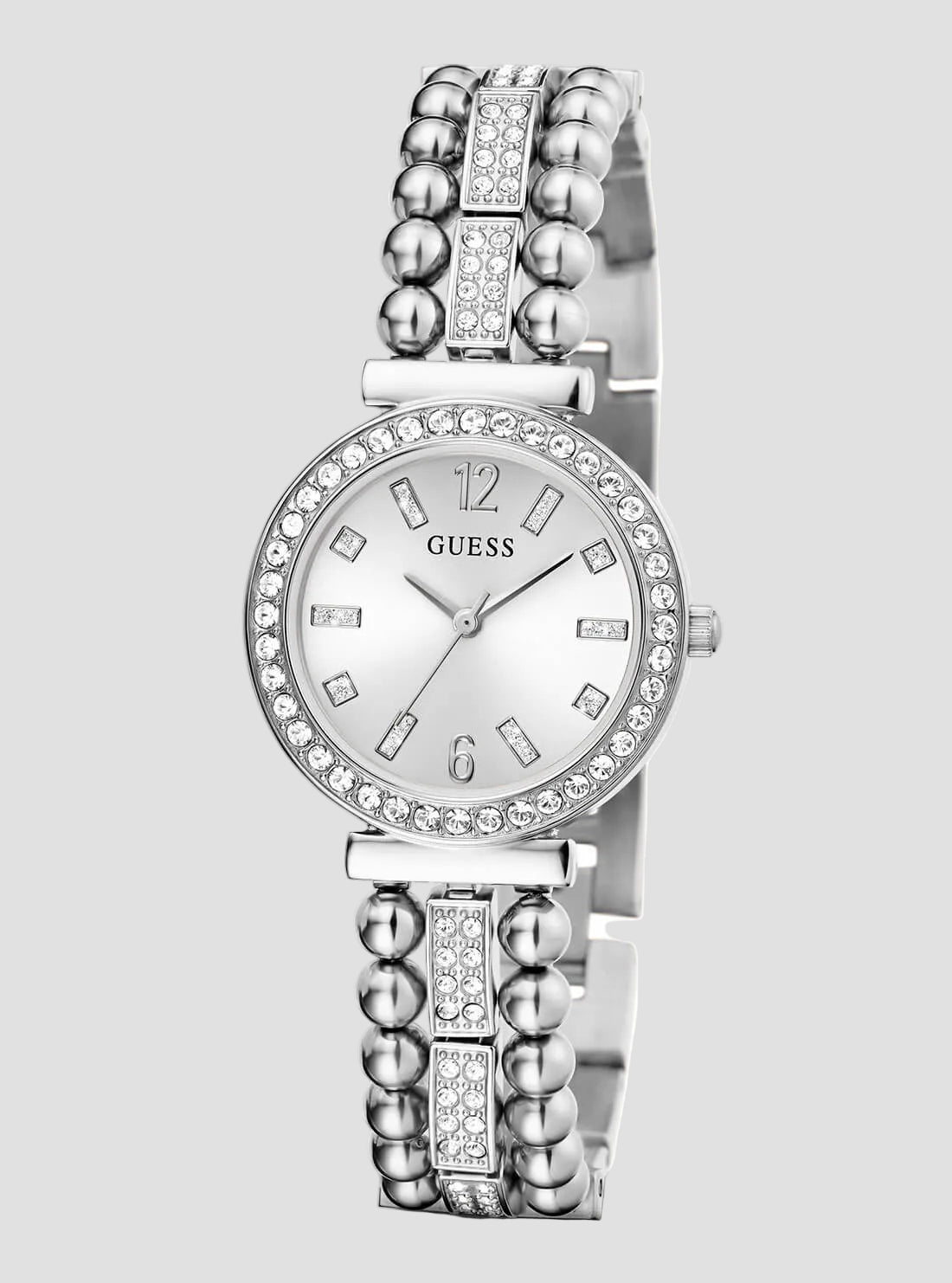 GUESS Womens Silver Beaded Glitz Gala Watch GW0401L1 Side View