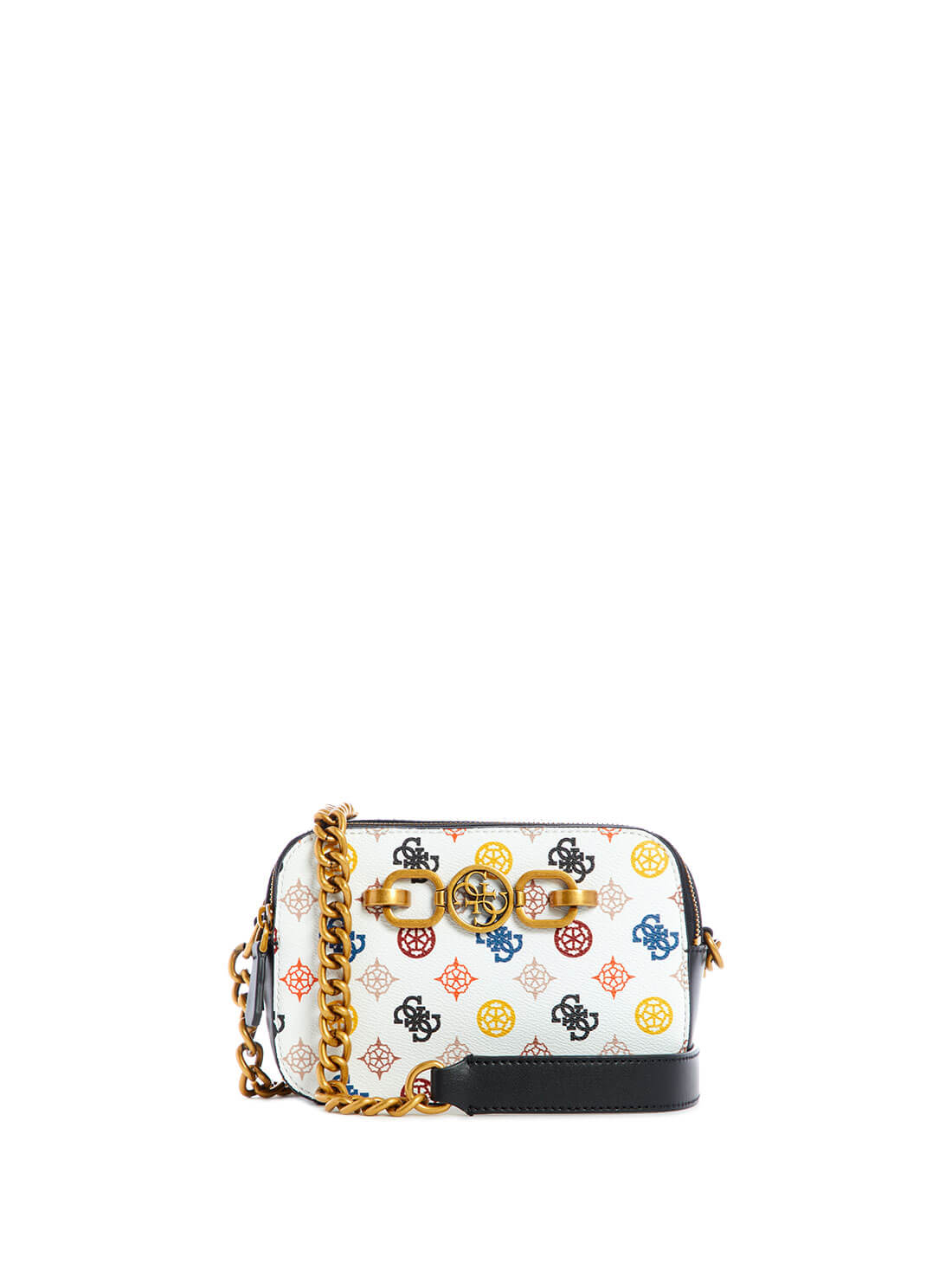 GUESS Womens White Multi Noelle Crossbody Camera Bag PW787914 Front View