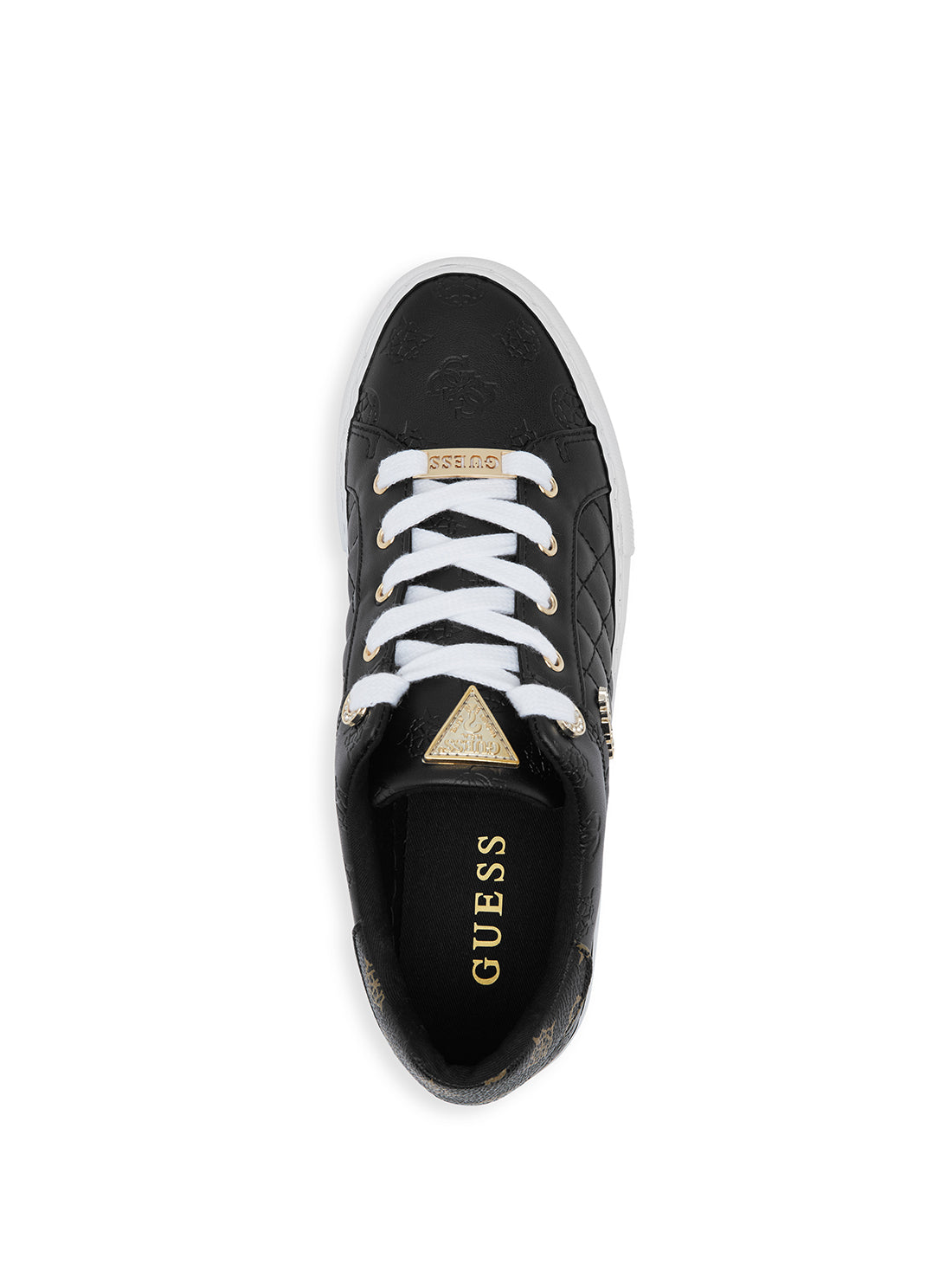 GUESS Women's Black Larsa Low Top Sneakers LARSA Top View