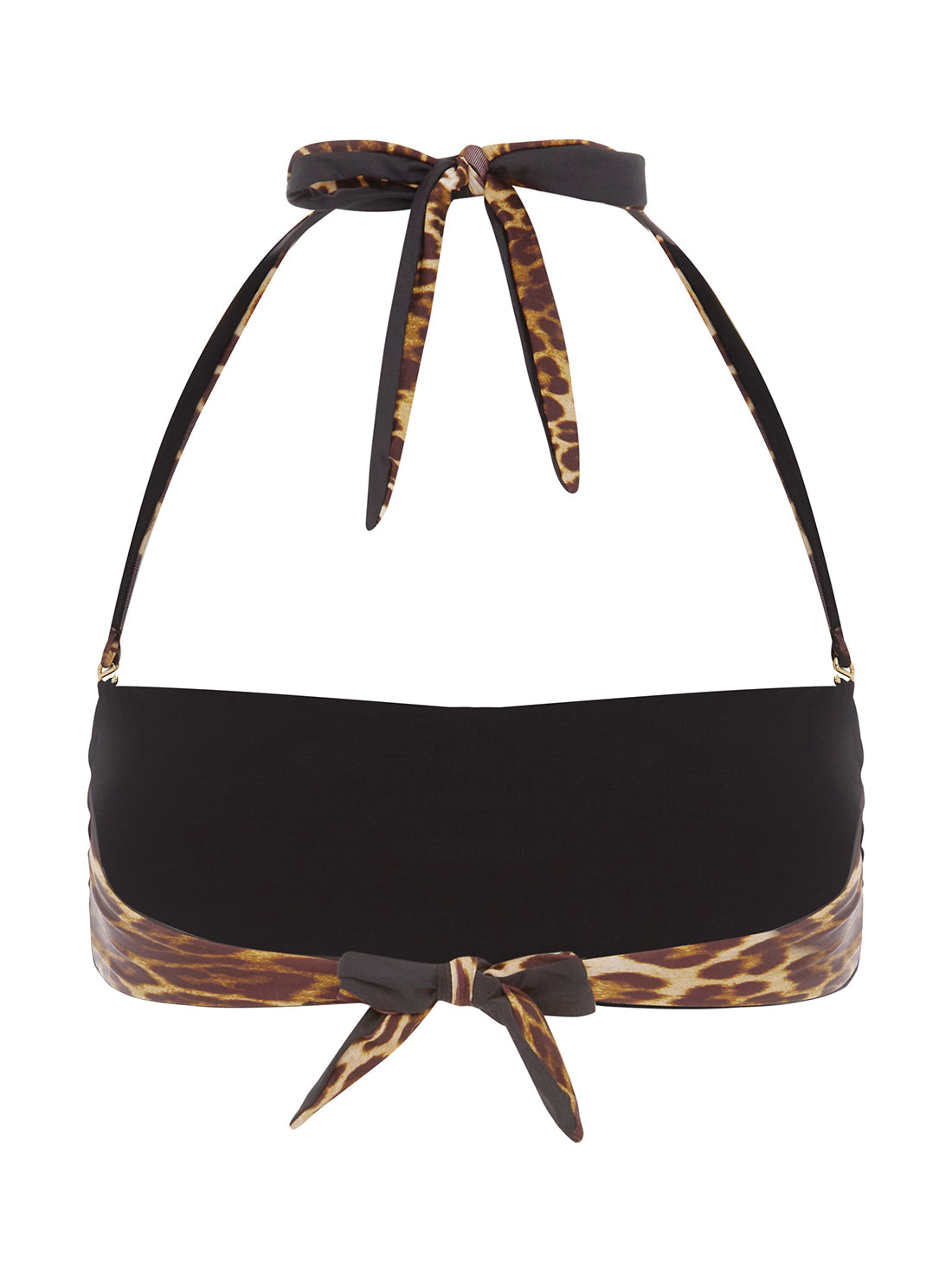 GUESS Women's Black Leopard Bandeau Bikini Top E2GJ39MC04R Ghost Back View