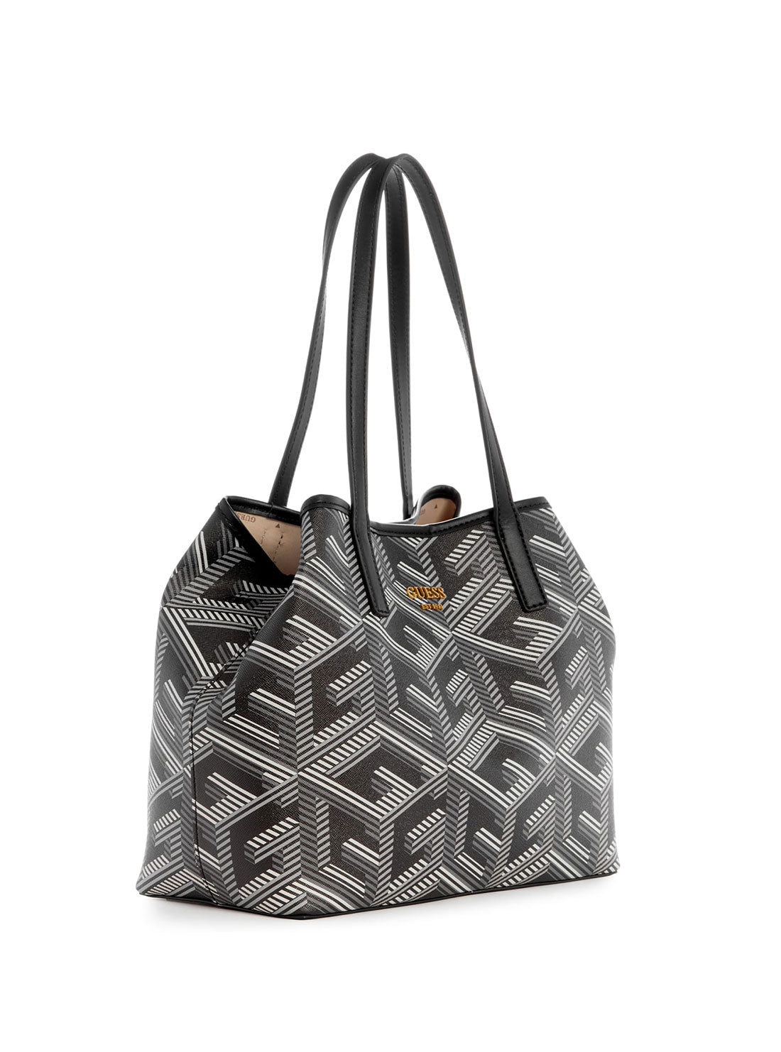 GUESS Women's Black Logo Vikky Tote Bag SA699523 Angle View