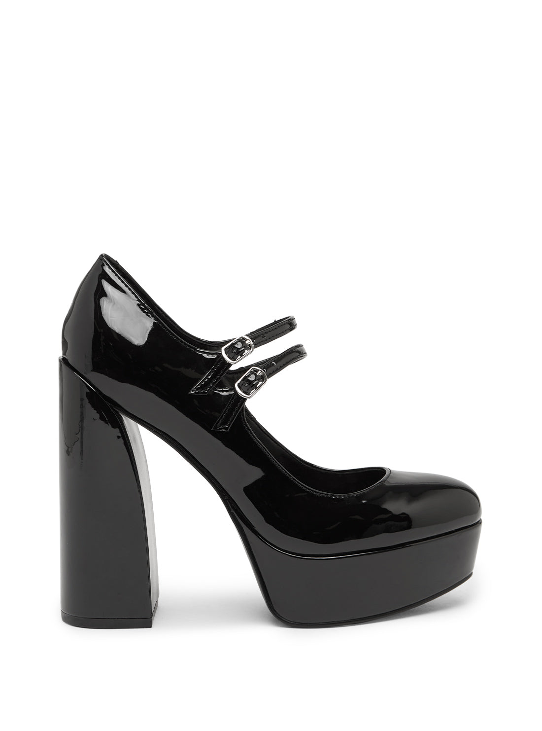 GUESS Women's Black Patent Callyna Heels CALLYNA Side View
