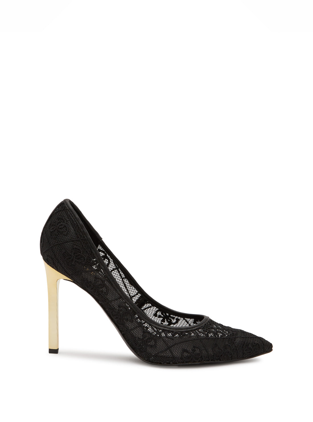 GUESS Women's Black Seannay Logo Pumps SEANNAY Side View