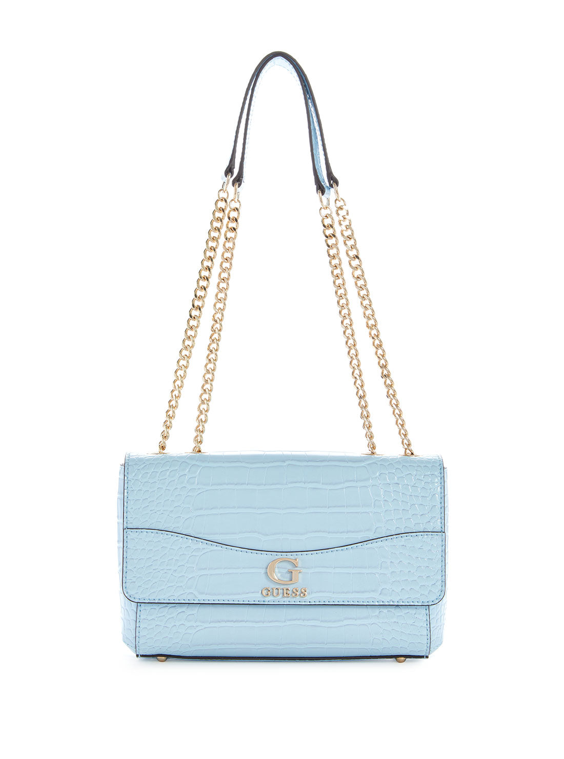 GUESS Women's Blue Nell Croco Crossbody Bag CG873621 Front View