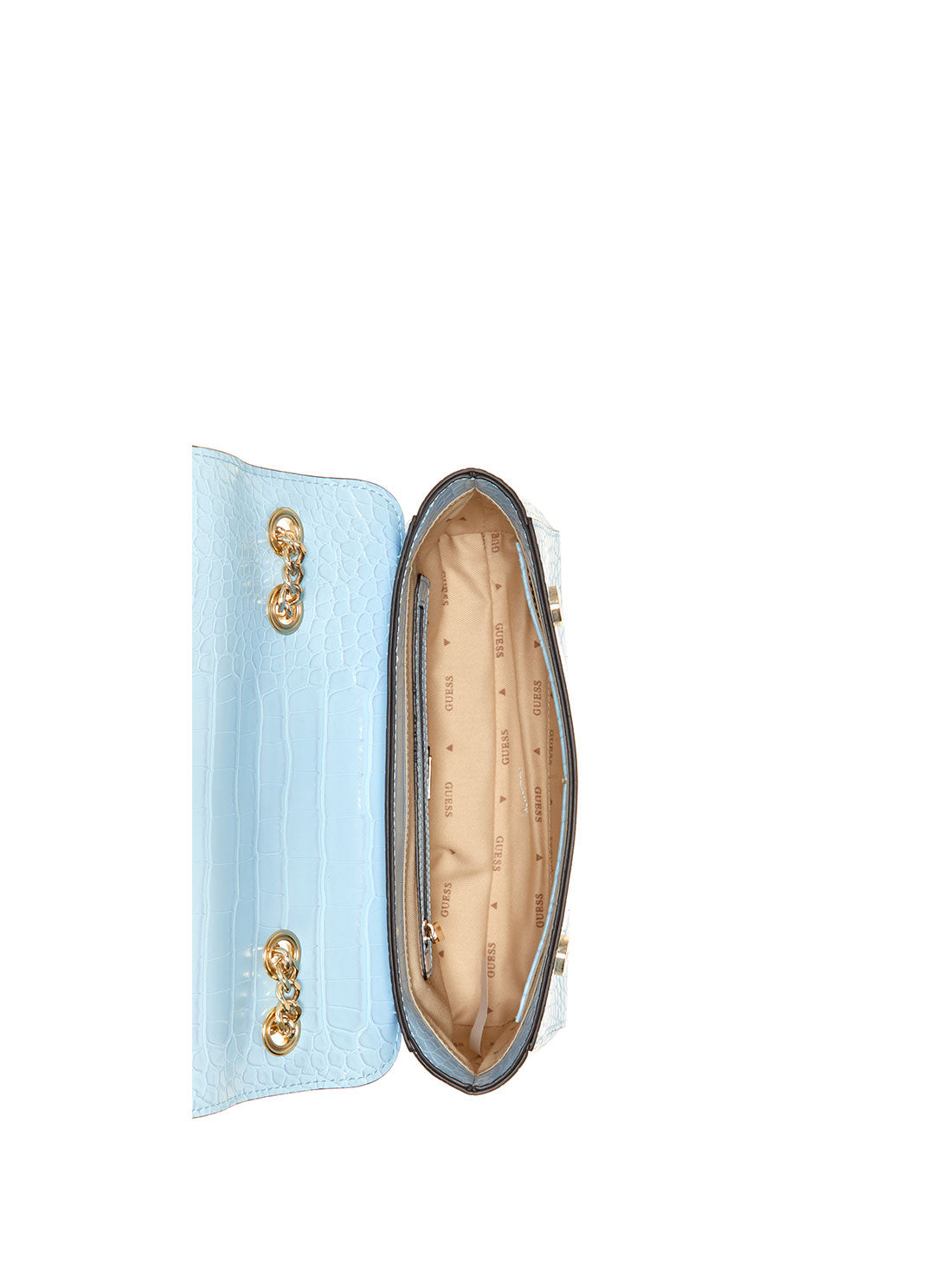 GUESS Women's Blue Nell Croco Crossbody Bag CG873621 Inside View