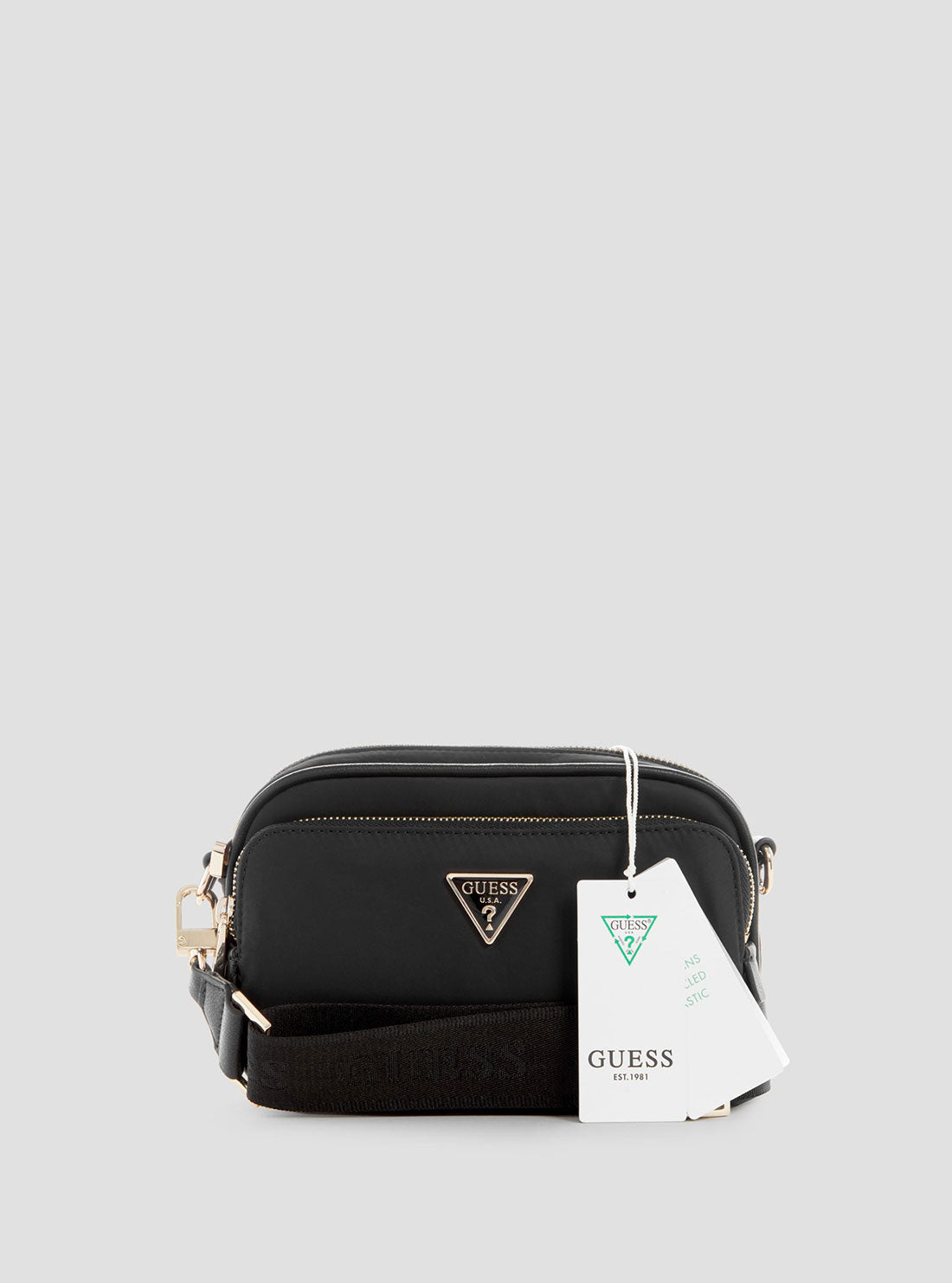 GUESS Women's Eco Black Gemma Crossbody Bag EYG839572 Front View