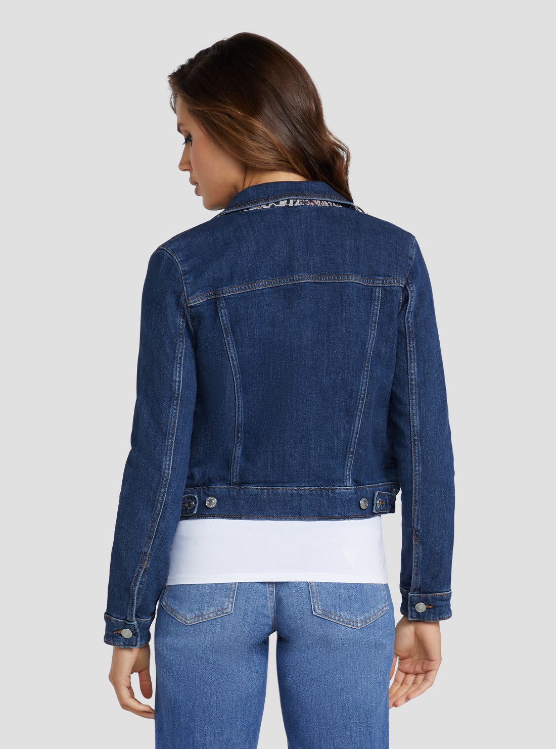 GUESS Women's Eco Denim Focus Delya Jacket W3RN01D4WF1 Back View