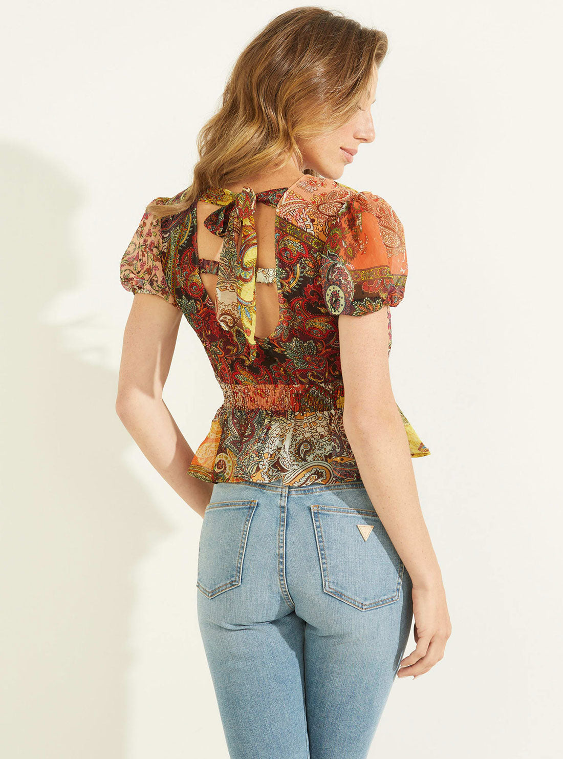 GUESS Women's Eco Paisley Print Lila Top W2BH77WEXJ2 Back View
