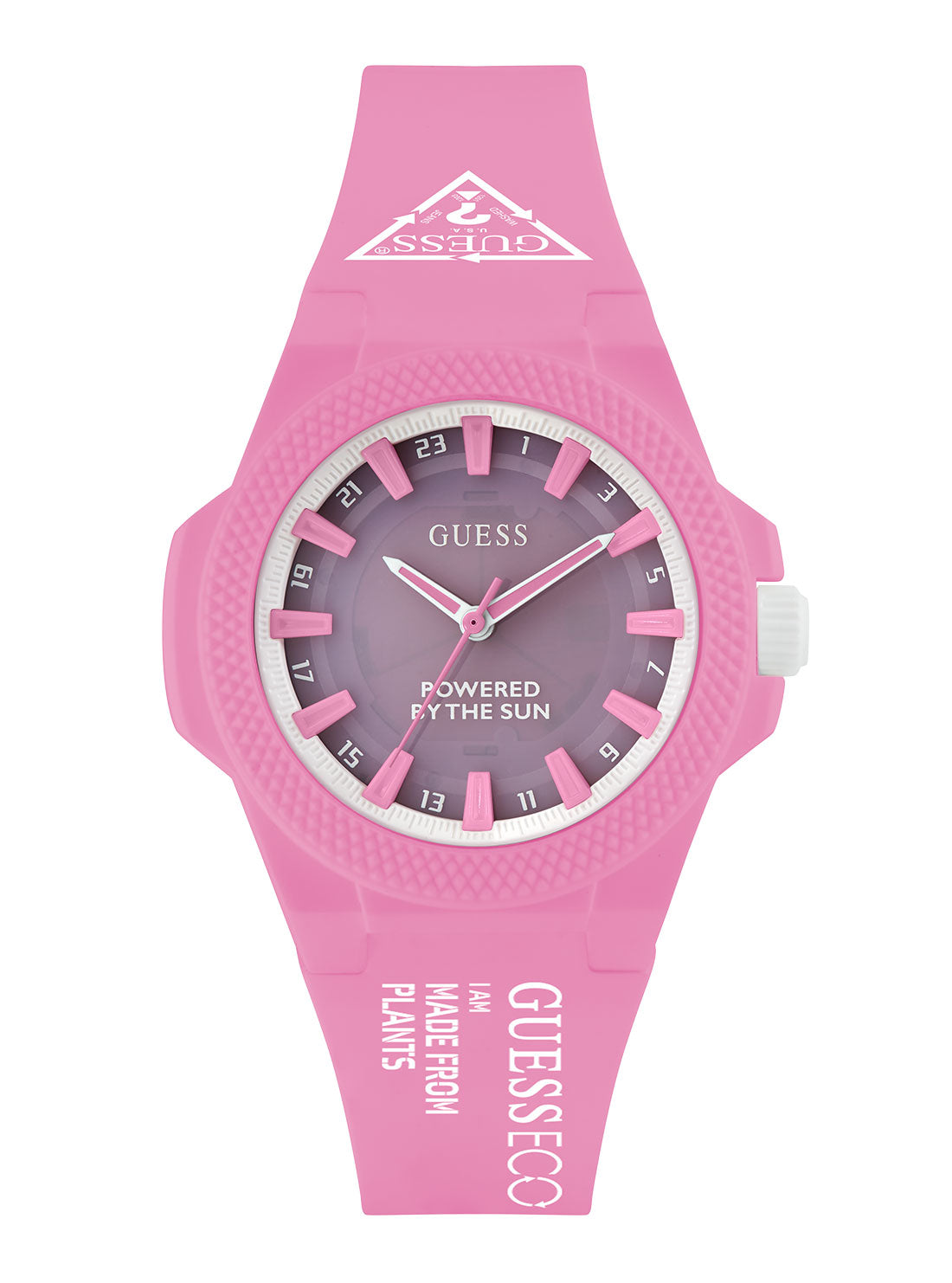 GUESS Women's Eco Pink Outspoken Nylon Watch GW0587L3 Front View