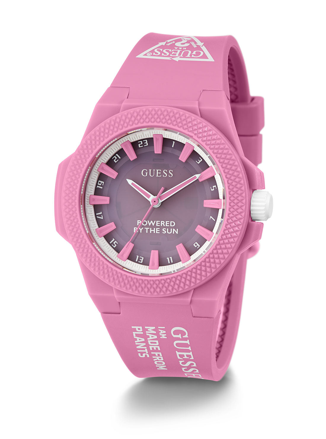 GUESS Women's Eco Pink Outspoken Nylon Watch GW0587L3 Full View
