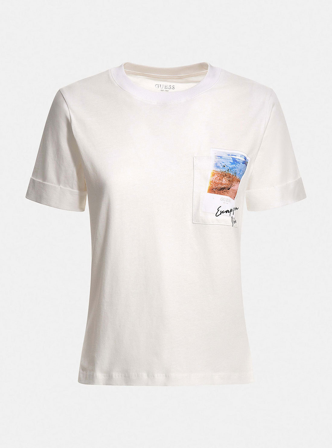 GUESS Women's Eco White Gisela T-Shirt W2BI08I3Z14 Ghost View