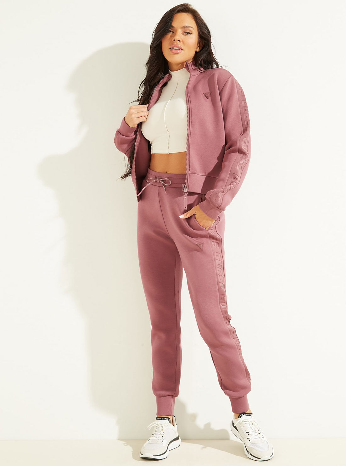 GUESS Women's Eco Wine Allie Scuba Active Trackpants V2YB18K7UW2 Full View