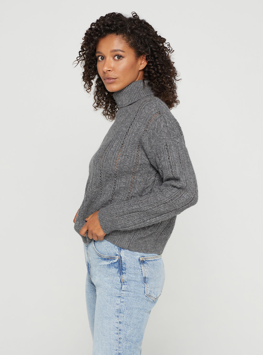 GUESS Women's Grey Deborah Knit Jumper W2BR46Z2WJ0 Side View