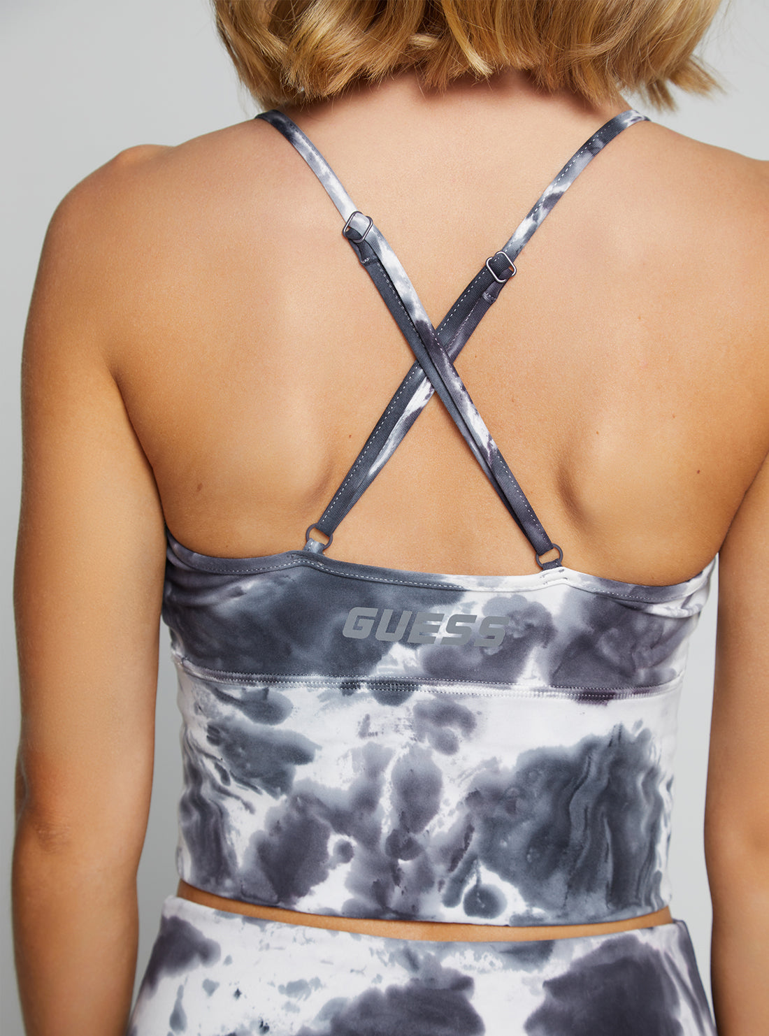 GUESS Women's Grey Tie Dye Eudora Active Top V2BP05MC04N Detail View