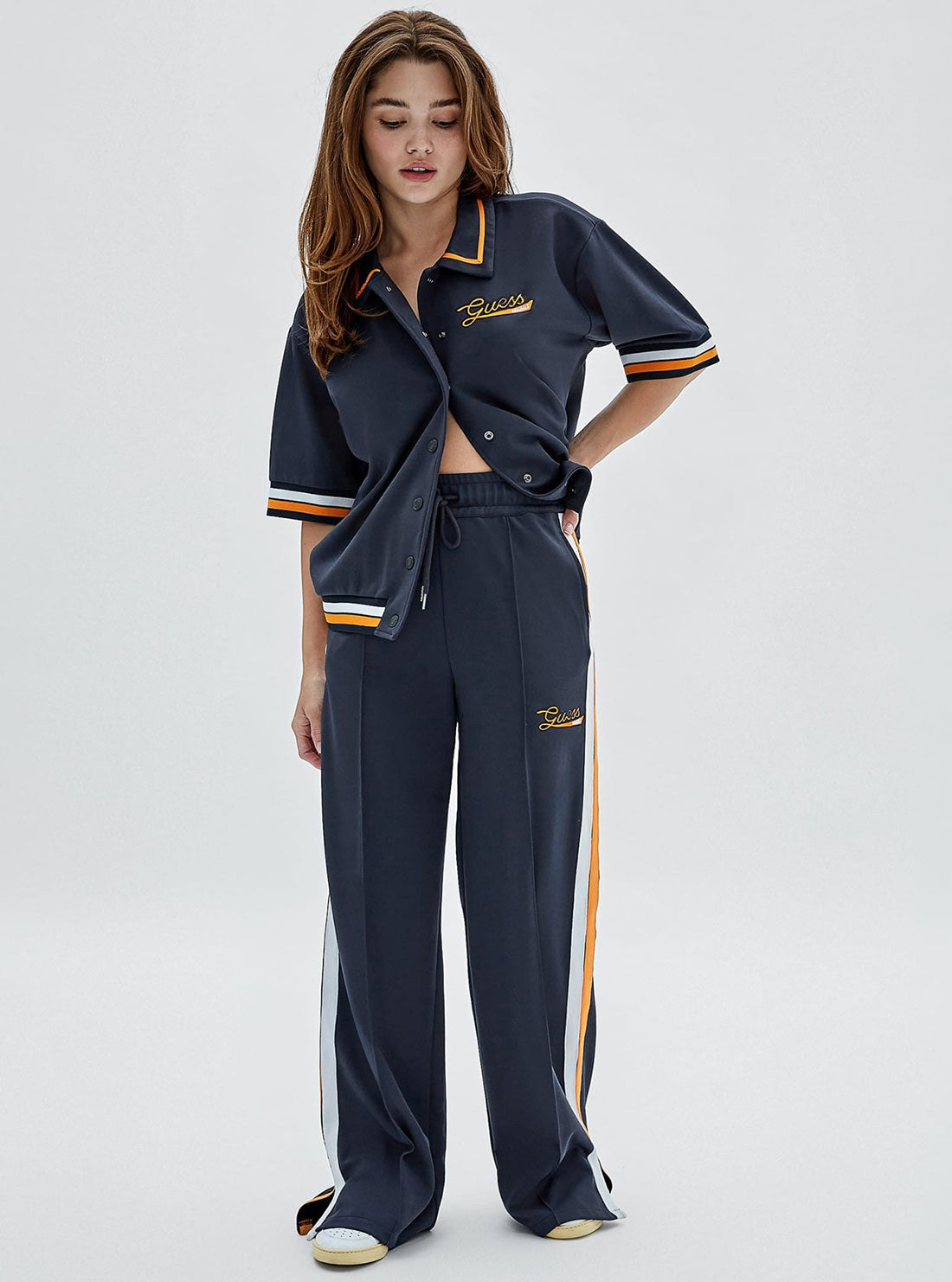 GUESS Women's Guess Originals Navy Virsa Track Shirt W2YP39K7PU0 Full View