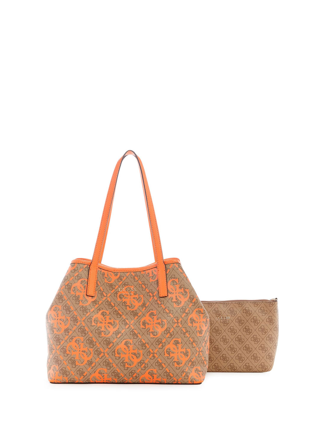 GUESS Women's Latte Orange Logo Vikky Tote Bag OQ699523 Full View