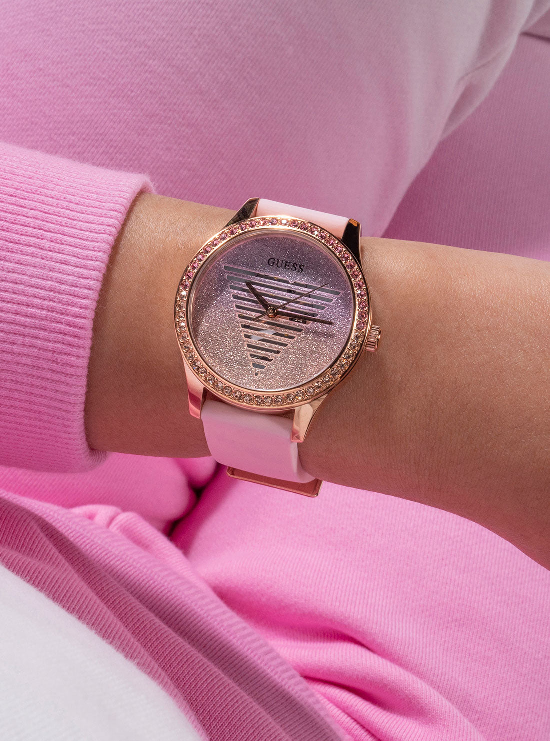 GUESS Women's Pink Lady Idol Silicone Watch GW0530L4 Model View