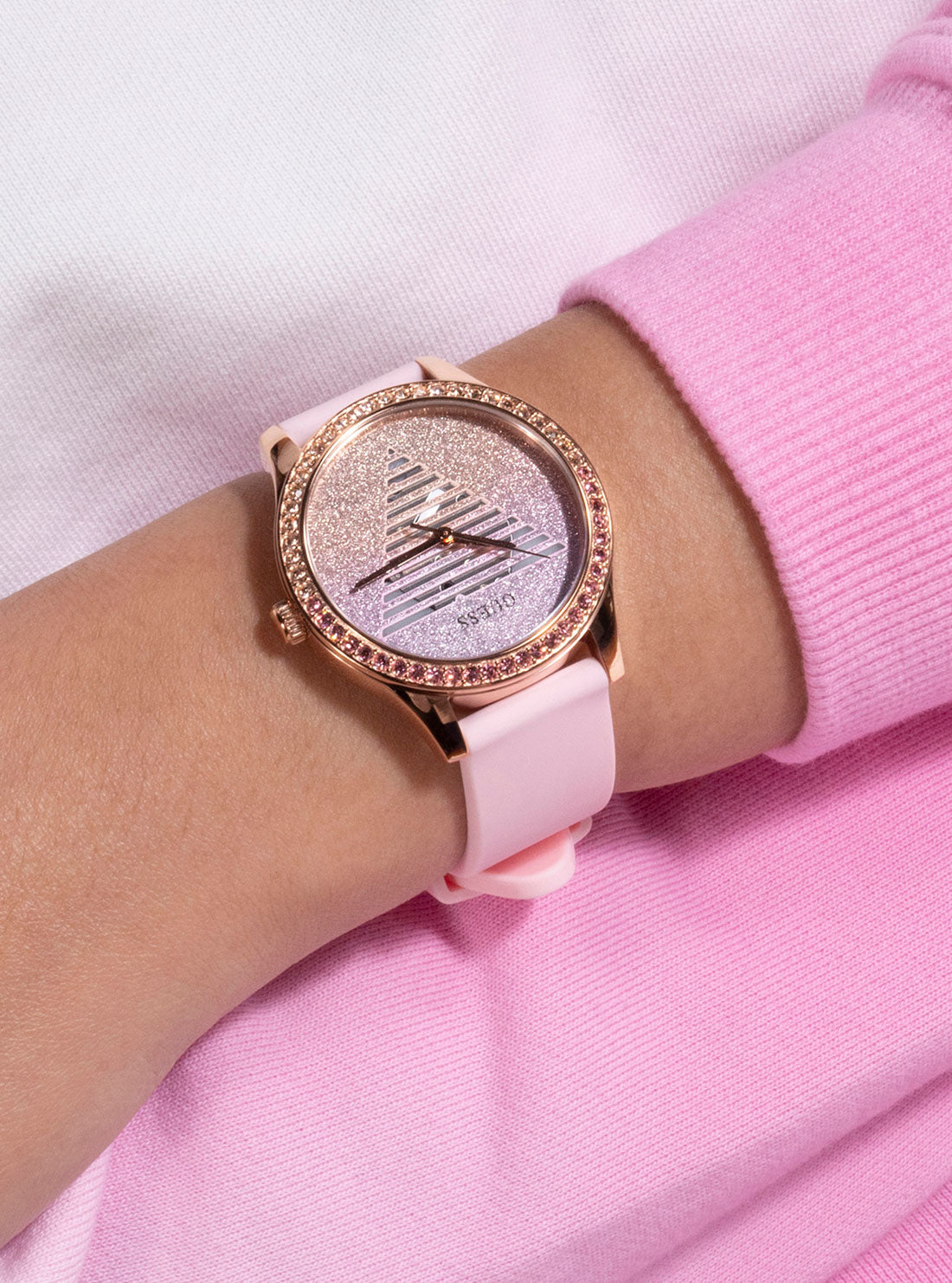 GUESS Women's Pink Lady Idol Silicone Watch GW0530L4 Wrist View