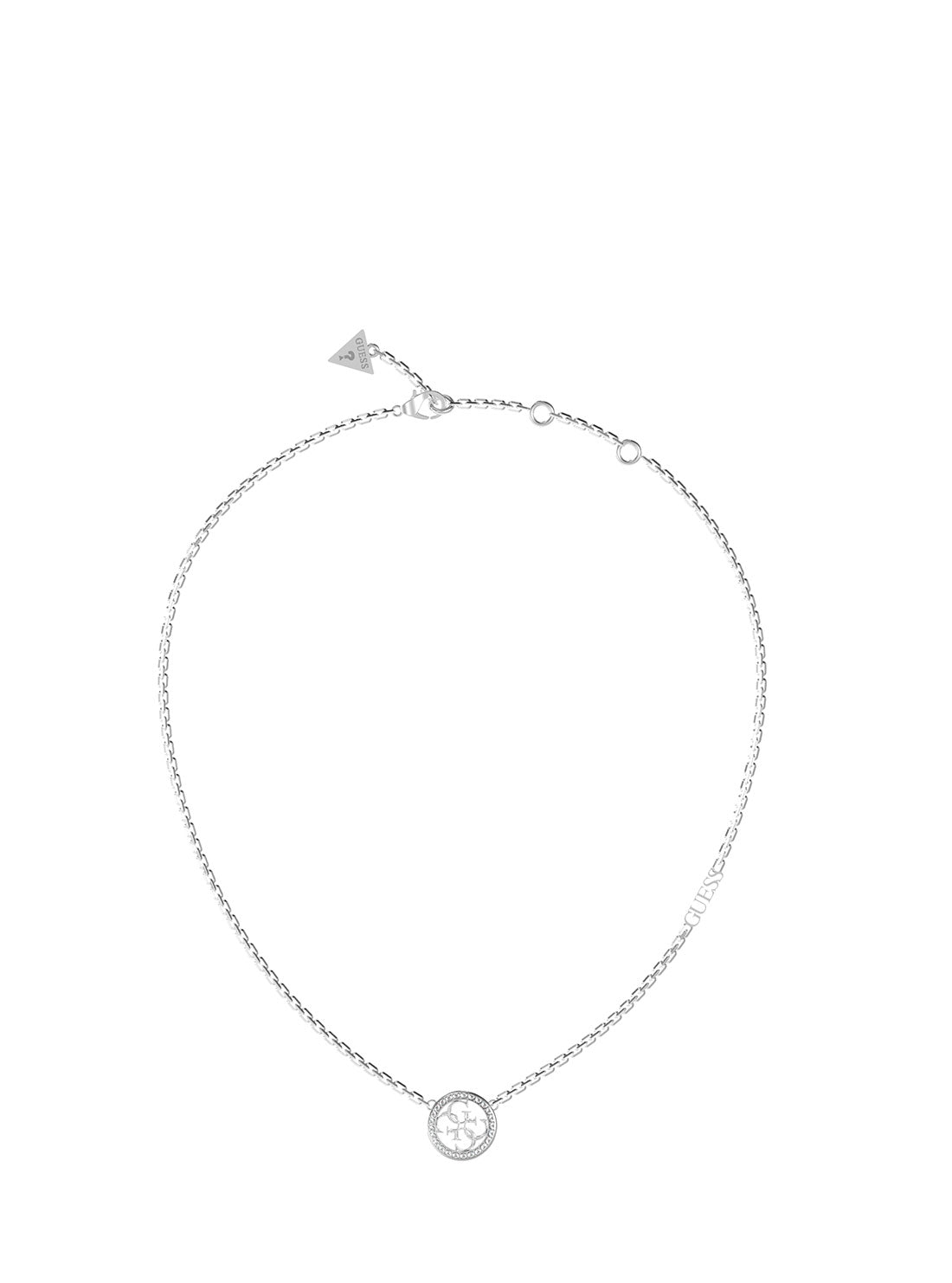 GUESS Women's Silver Quattro G Logo Necklace UBN02141JWRH Front View