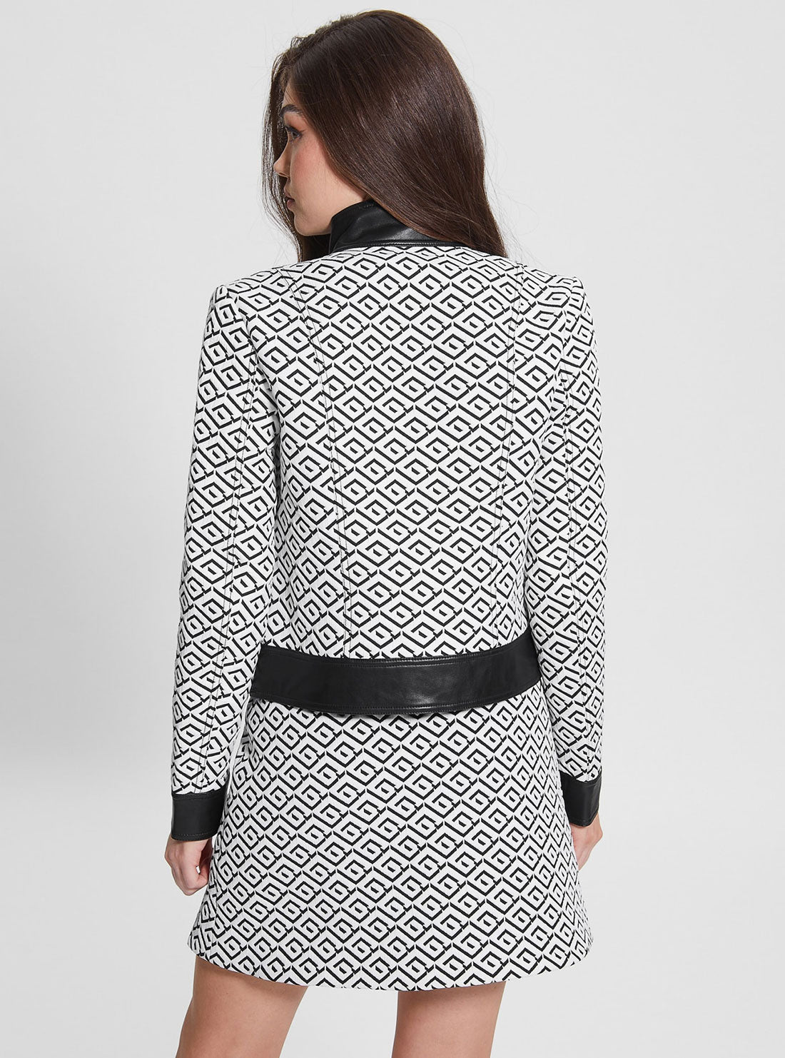 GUESS Women's White Black Logo Greta Jacket W3RL10WF5F0 Back View