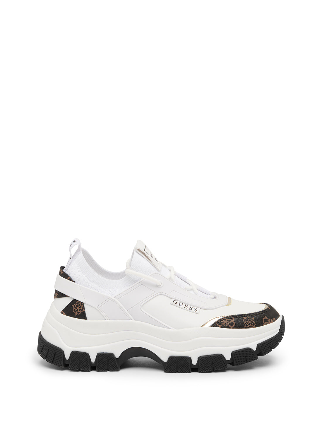 GUESS Women's White Braydin Low Top Sneakers BRAYDIN Side View