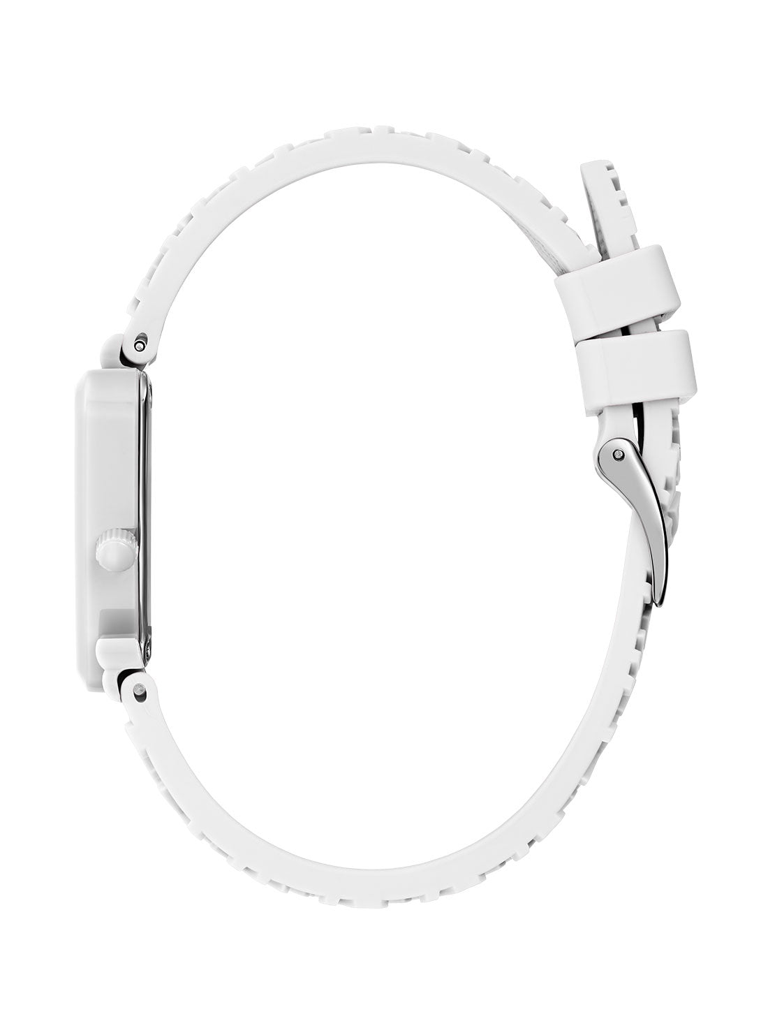 GUESS Women's White Fame Logo Silicone Watch GW0543L1 Side View
