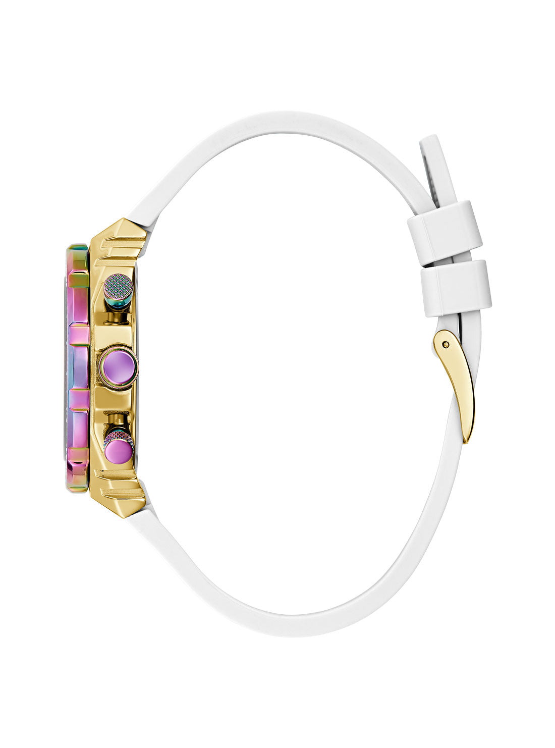GUESS Women's White Irridescent Fusion Silicone Watch GW0553L2 Side View