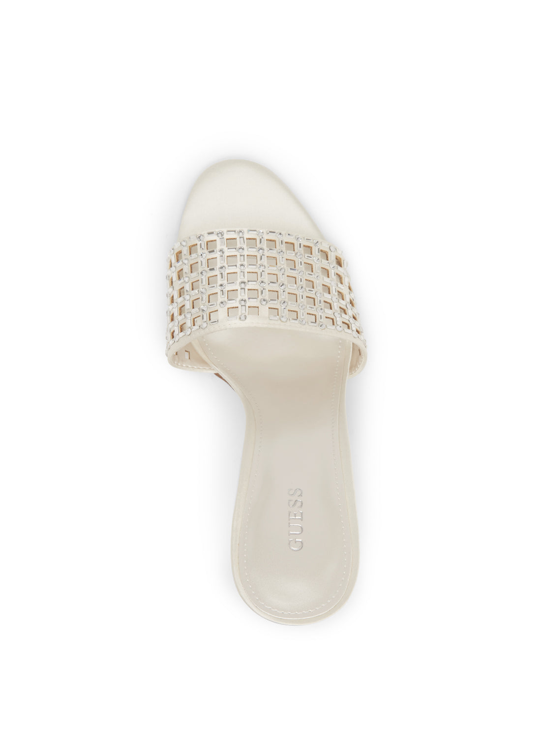 GUESS Women's White Mably Crystal High Heels MABLY Top View