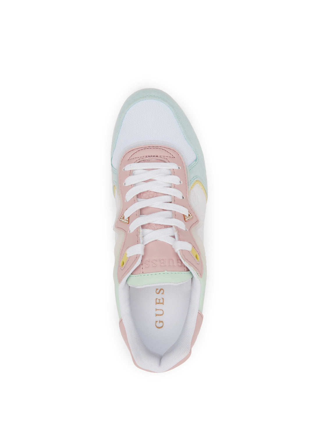 GUESS Women's White Multi Harinna Low Top Sneakers HARINNA3 Top View