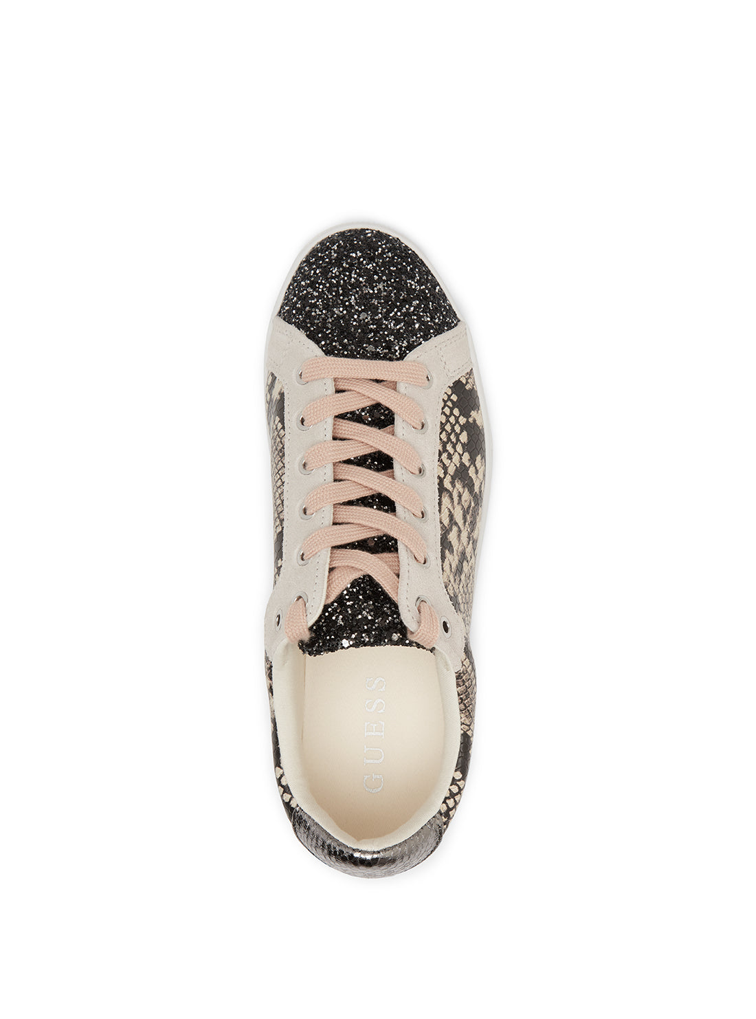 GUESS Women's White Snake Print Garmini Low Top Sneakers GARMINI2 Top View