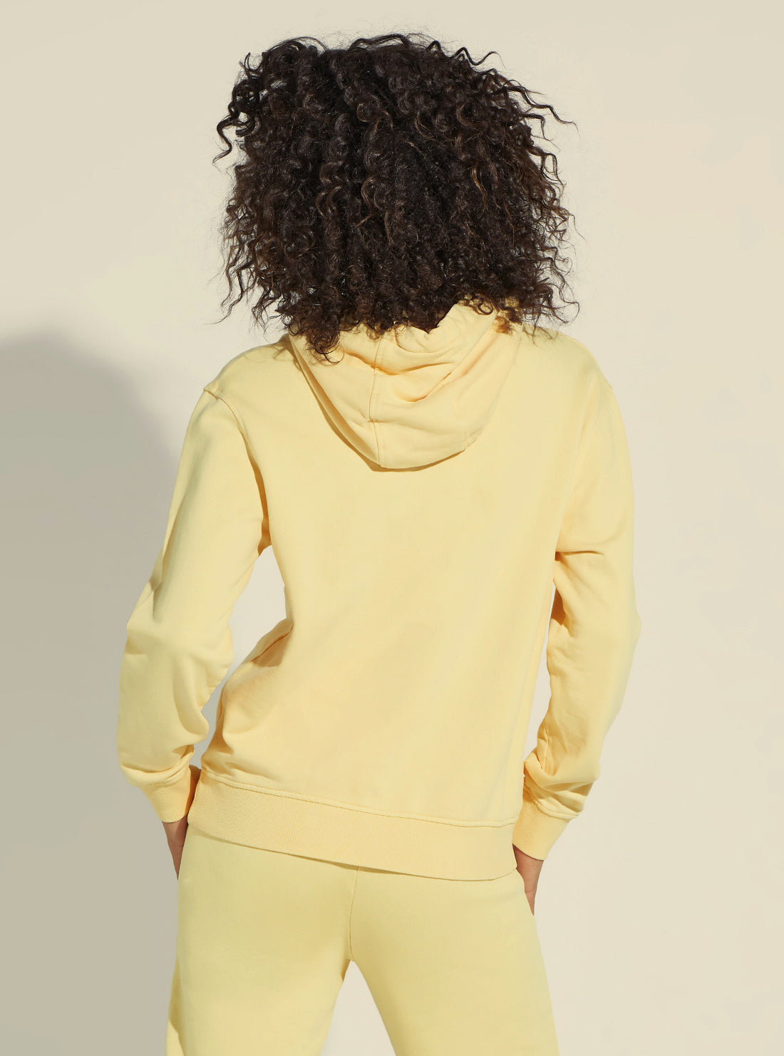 GUESS Women's Yellow Bryony Active Logo Hoodie Jumper V2YQ02FL04D Back View