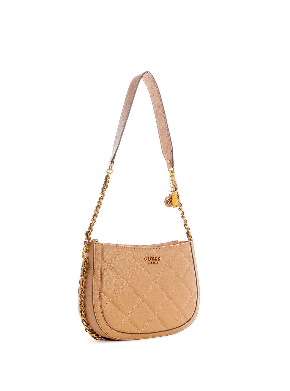 GUESS Womens Beige Abey Hobo Shoulder Bag QB855802 Front Side View