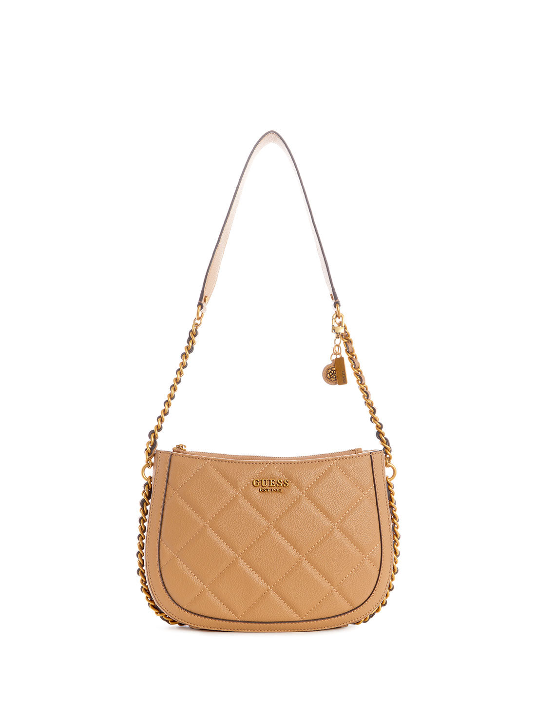 GUESS Womens Beige Abey Hobo Shoulder Bag QB855802 Front View