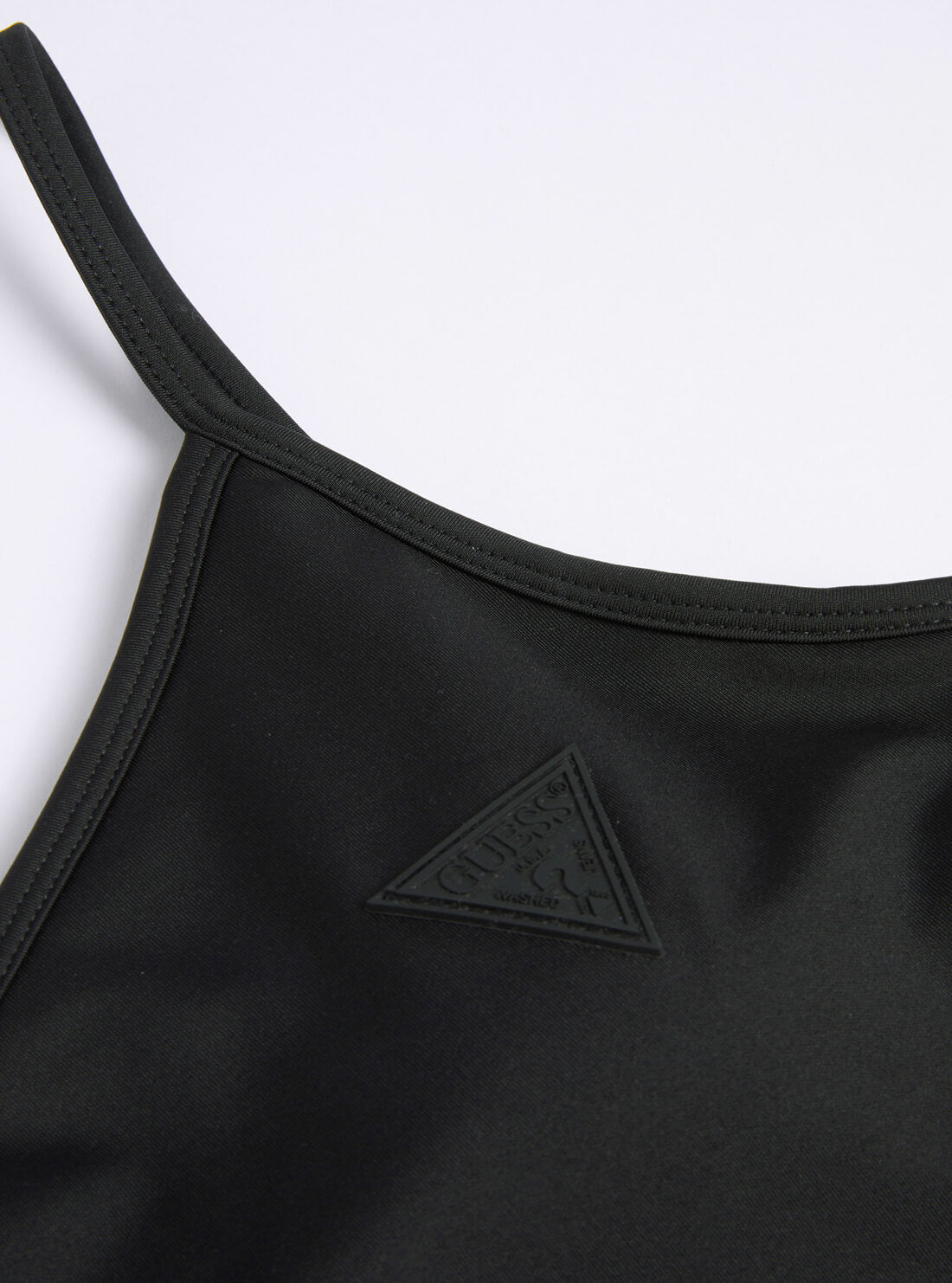 GUESS Womens Eco Black  Angelica Crop Active Bra V2RP11MC03W Front Detail View